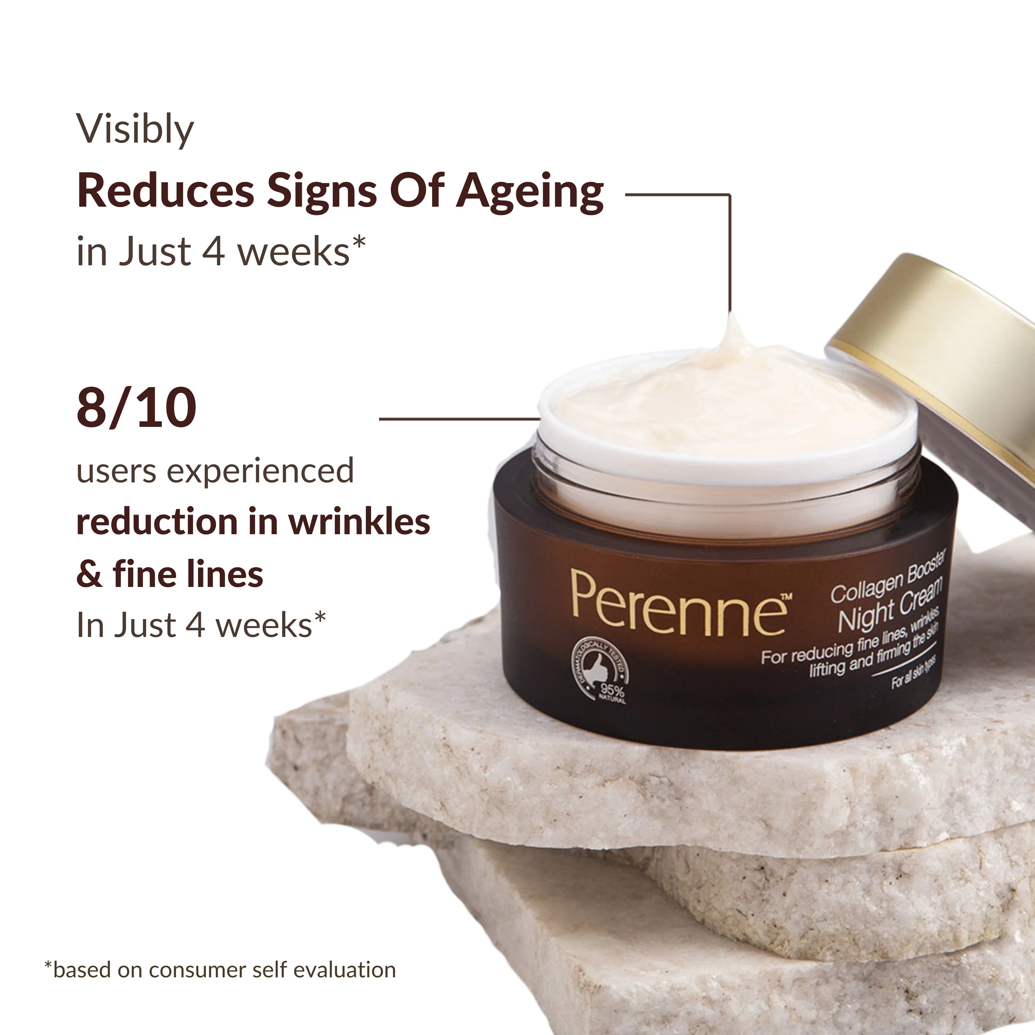 Perenne Collagen Booster Night Cream | Best Anti-Aging Night Cream for Men & Women | Retinol, Tripeptides, Hyaluronic Acid & Swiss Apple Stem Cells | Lifts, Firms, Reduces Wrinkles & Fine Lines | Deep Hydration & Skin Repair | Paraben Free (50g) - Image 3