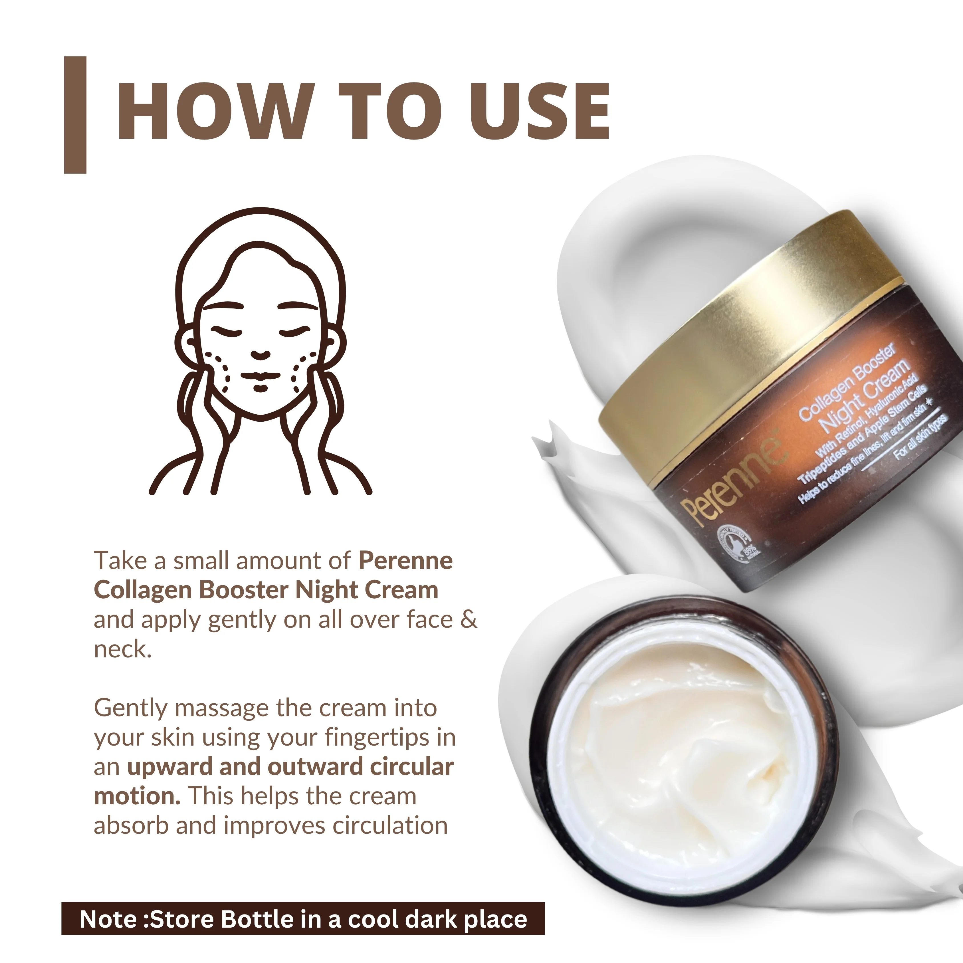 Perenne Collagen Booster Night Cream | Best Anti-Aging Night Cream for Men & Women | Retinol, Tripeptides, Hyaluronic Acid & Swiss Apple Stem Cells | Lifts, Firms, Reduces Wrinkles & Fine Lines | Deep Hydration & Skin Repair | Paraben Free (50g) - Image 5