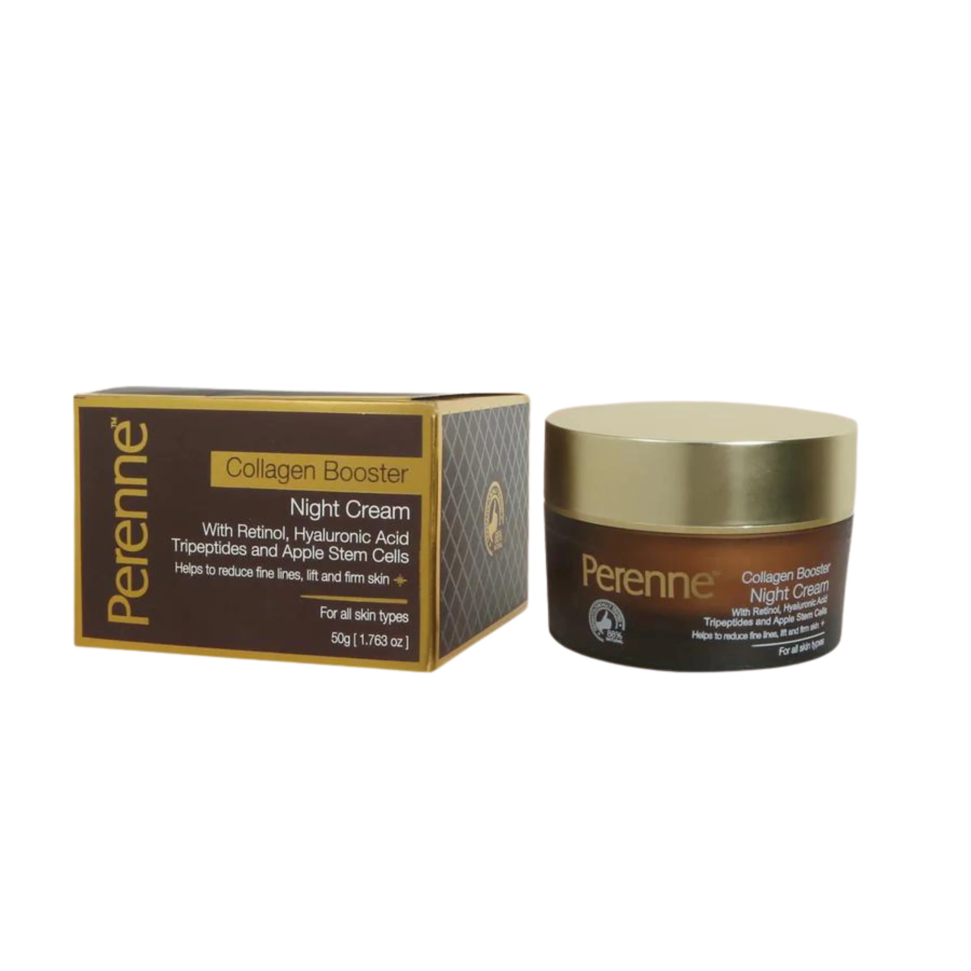 Perenne Collagen Booster Night Cream | Best Anti-Aging Night Cream for Men & Women | Retinol, Tripeptides, Hyaluronic Acid & Swiss Apple Stem Cells | Lifts, Firms, Reduces Wrinkles & Fine Lines | Deep Hydration & Skin Repair | Paraben Free (50g) - Image 8