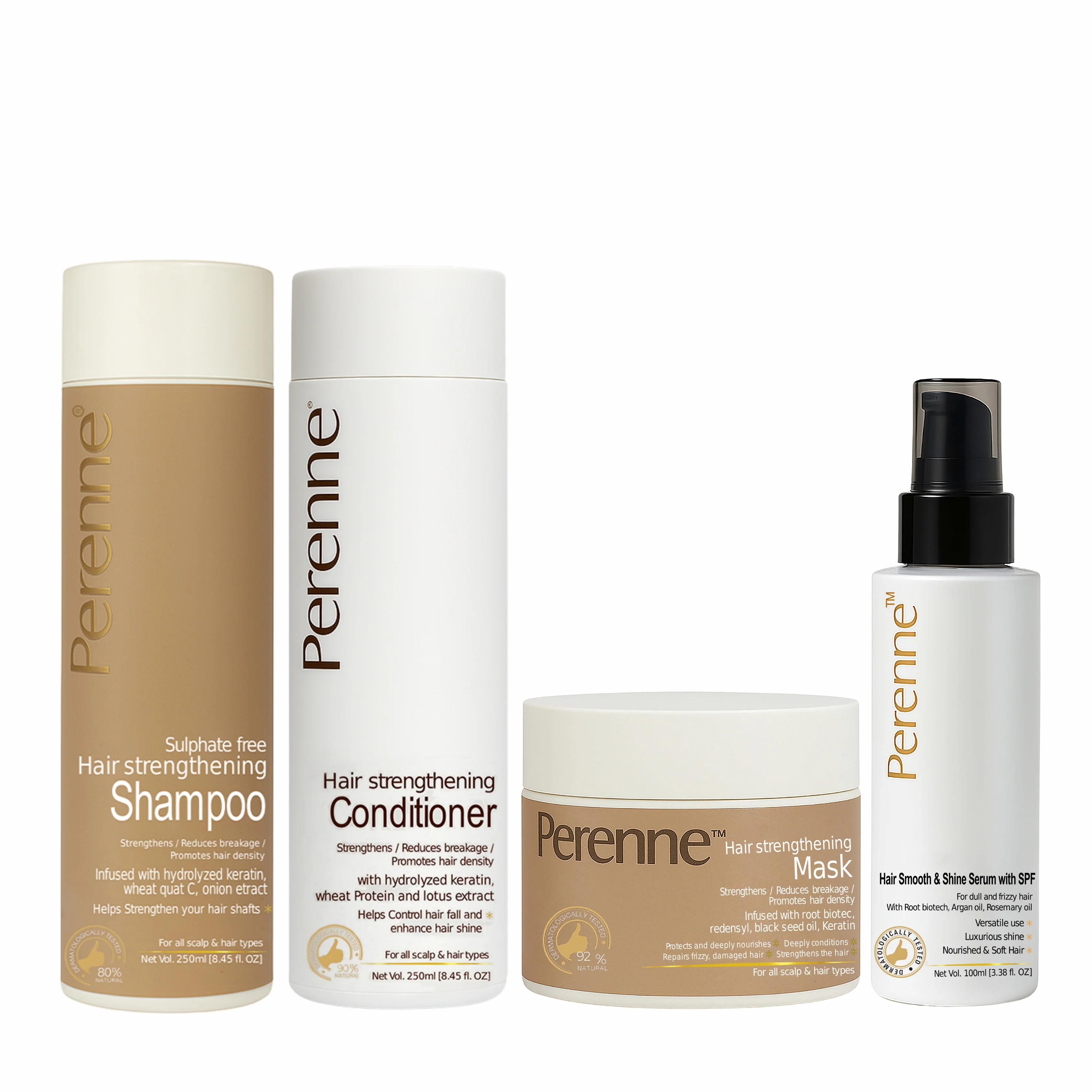 Combo Pack of Hair strengthening Shampoo, Hair Strengthening Conditioner, Hair smooth and shine serum & Hair Strengthening Mask | Reduces Hair Fall and Repair damaged & frizzy hair | For all hair types | Men & Women - Image 2
