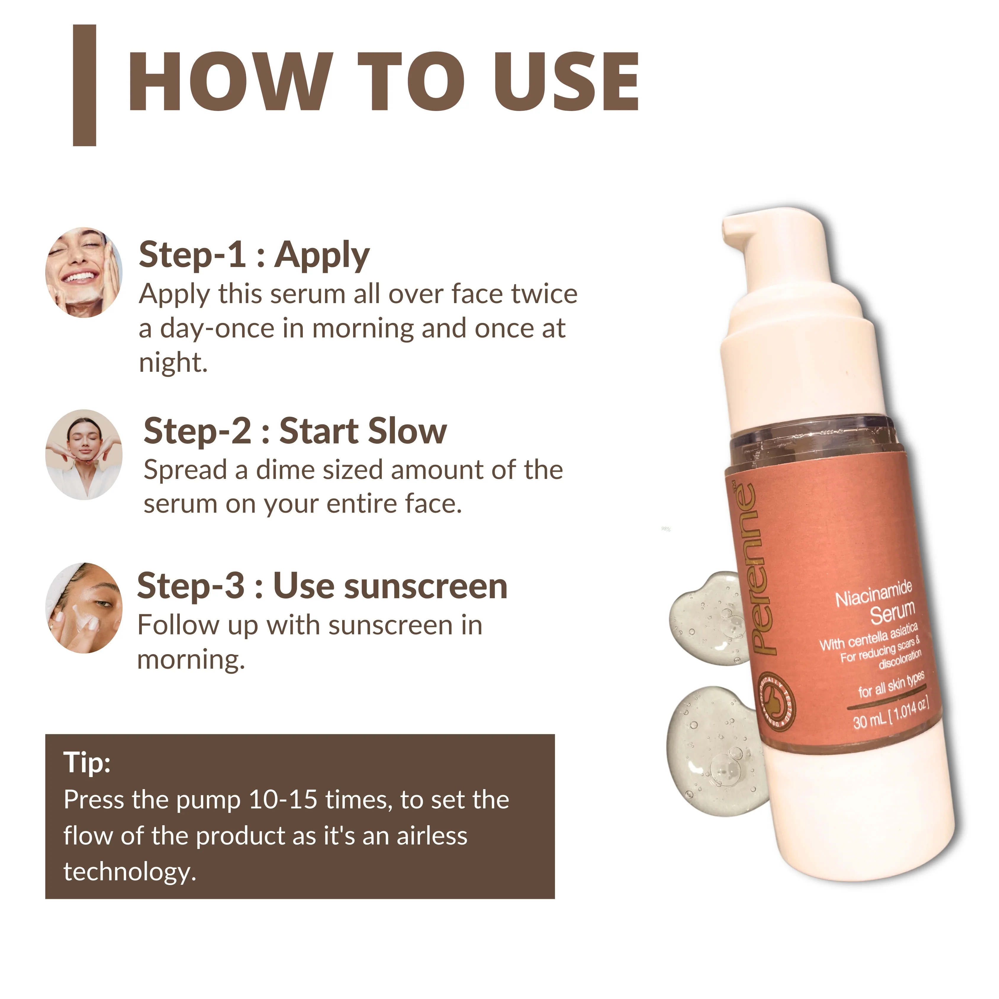 Perenne Niacinamide Serum | Reduces Acne Scars & Pigmentation | Pore Minimizing | Oil Control | Centella Asiatica & Peptides | For All Skin Types (30ml) - Image 4