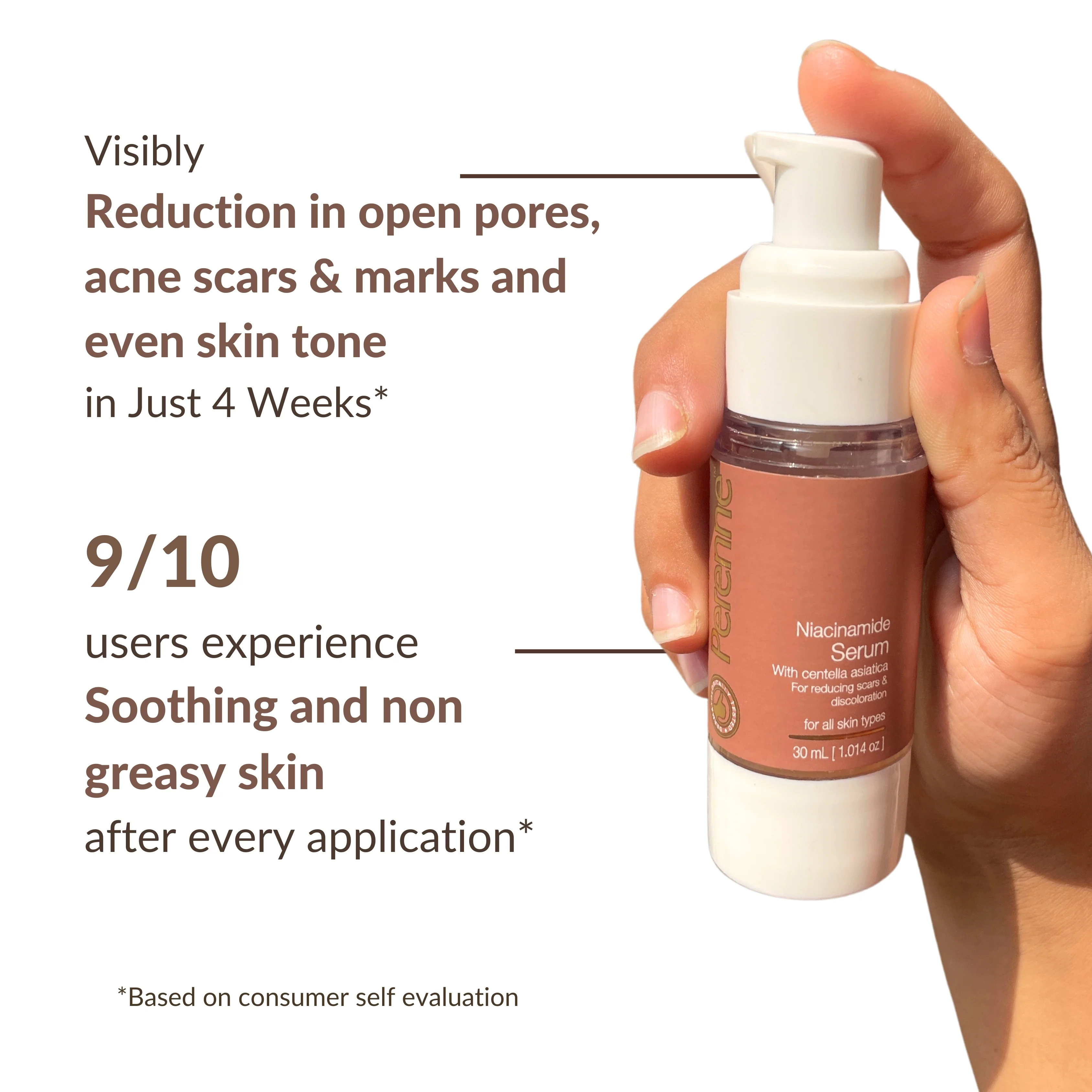 Perenne Niacinamide Serum | Reduces Acne Scars & Pigmentation | Pore Minimizing | Oil Control | Centella Asiatica & Peptides | For All Skin Types (30ml) - Image 5