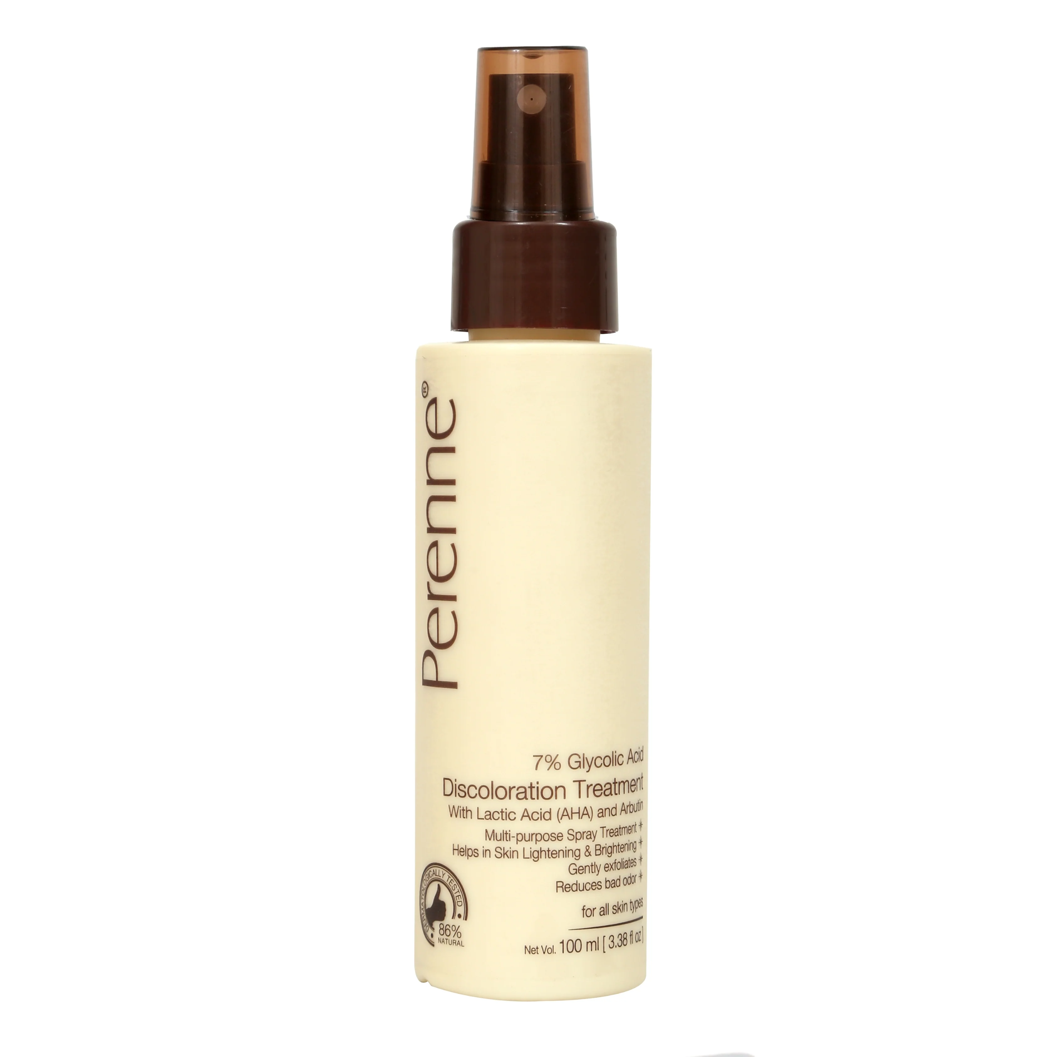 Perenne 7% Glycolic Acid Discoloration Treatment Spray for Skin Brightening | Controls Body Odour | Helps reduce the darkness and pigmentation of underarms, elbows, neck, knees, and inner thighs | Multiple purpose spray for Face, Body and Scalp | 100ml - Image 12
