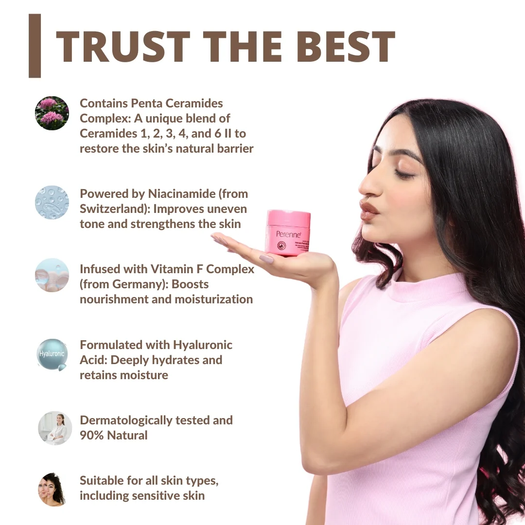 Perenne Barrier Skin Repair Intensive Restorative Cream with 5 Essential Ceramides, Vitamin F Complex, Niacinamide, Hyaluronic Acid, Shea & Cocoa Butters | Repairs & Rejuvenates | Dermatologically Tested | Suitable for All Skin Types - Image 2