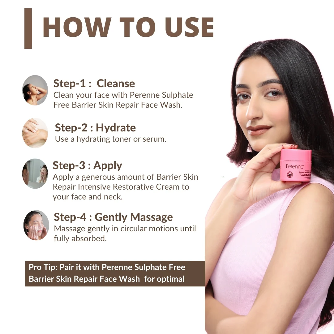 Perenne Barrier Skin Repair Intensive Restorative Cream with 5 Essential Ceramides, Vitamin F Complex, Niacinamide, Hyaluronic Acid, Shea & Cocoa Butters | Repairs & Rejuvenates | Dermatologically Tested | Suitable for All Skin Types - Image 4