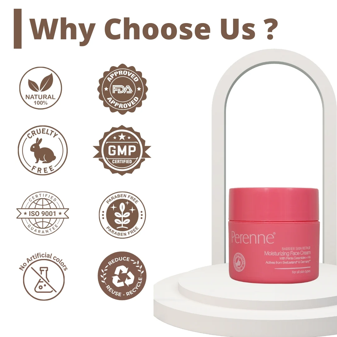 Perenne Barrier Skin Repair Moisturizing Face Cream with 5 Essential Ceramides, Niacinamide (Vitamin B3), Hyarulonic Acid, Vitamin F Complex (Omega 6 & 9) | Helps To Restore & Nourish Skin's Natural Barrier | Dermatologically Tested | For All Skin Types - Image 6