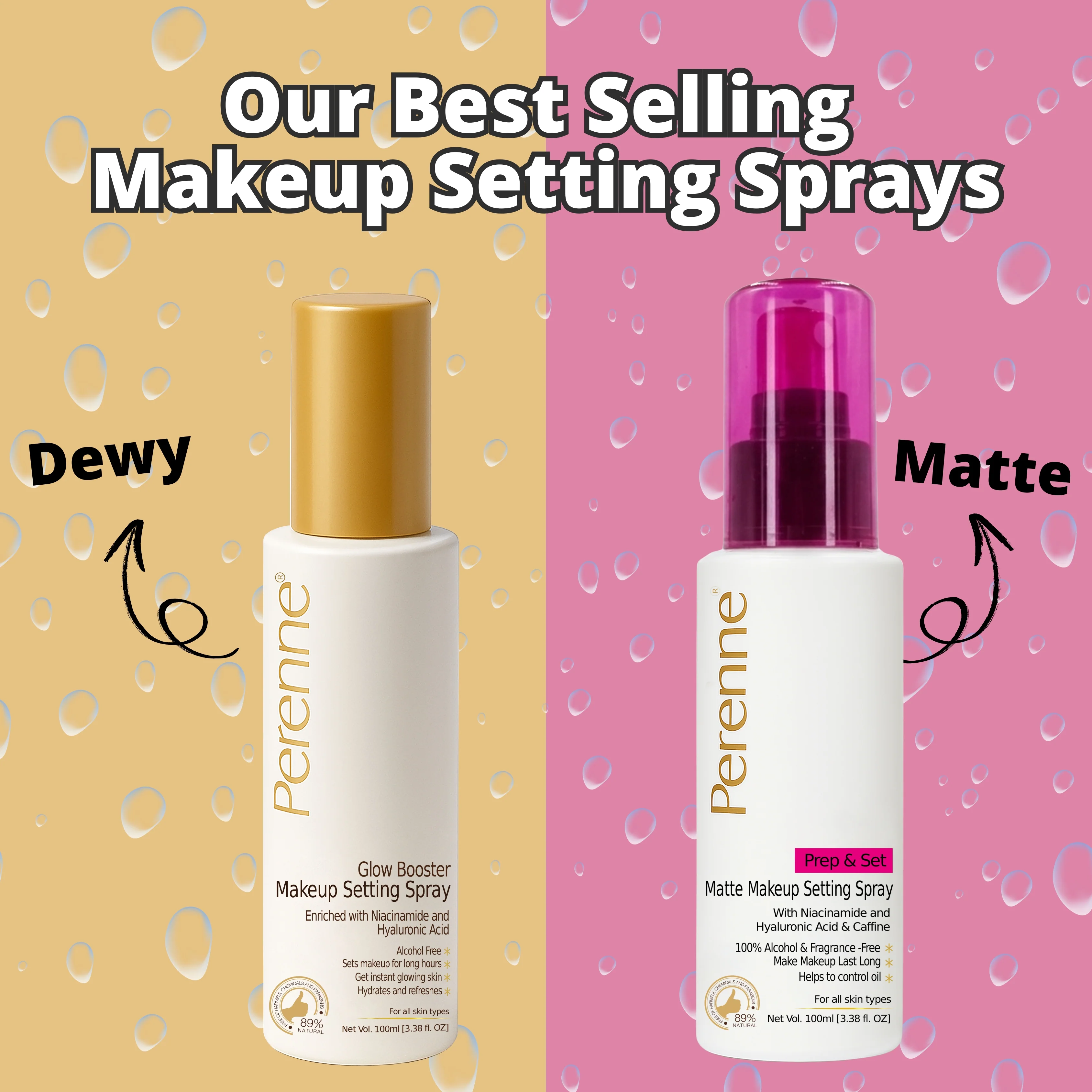 Perenne Prep & Set Matte Makeup Setting Spray with Niacinamide, Hyaluronic Acid & Caffeine |Matte Finished| Helps to control oil | For Long Lasting makeup up to 24 hrs* |100% Alcohol-Free & Fragrance-Free (100ml) - Image 10