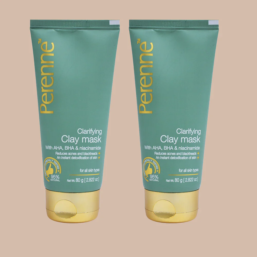Perenne Clarifying Clay Mask | Detoxifies, Controls Sebum & Reduces Acne | AHA, BHA, Niacinamide & Tea Tree Oil | For Clear, Healthy & Glowing Skin (80g) - Image 8