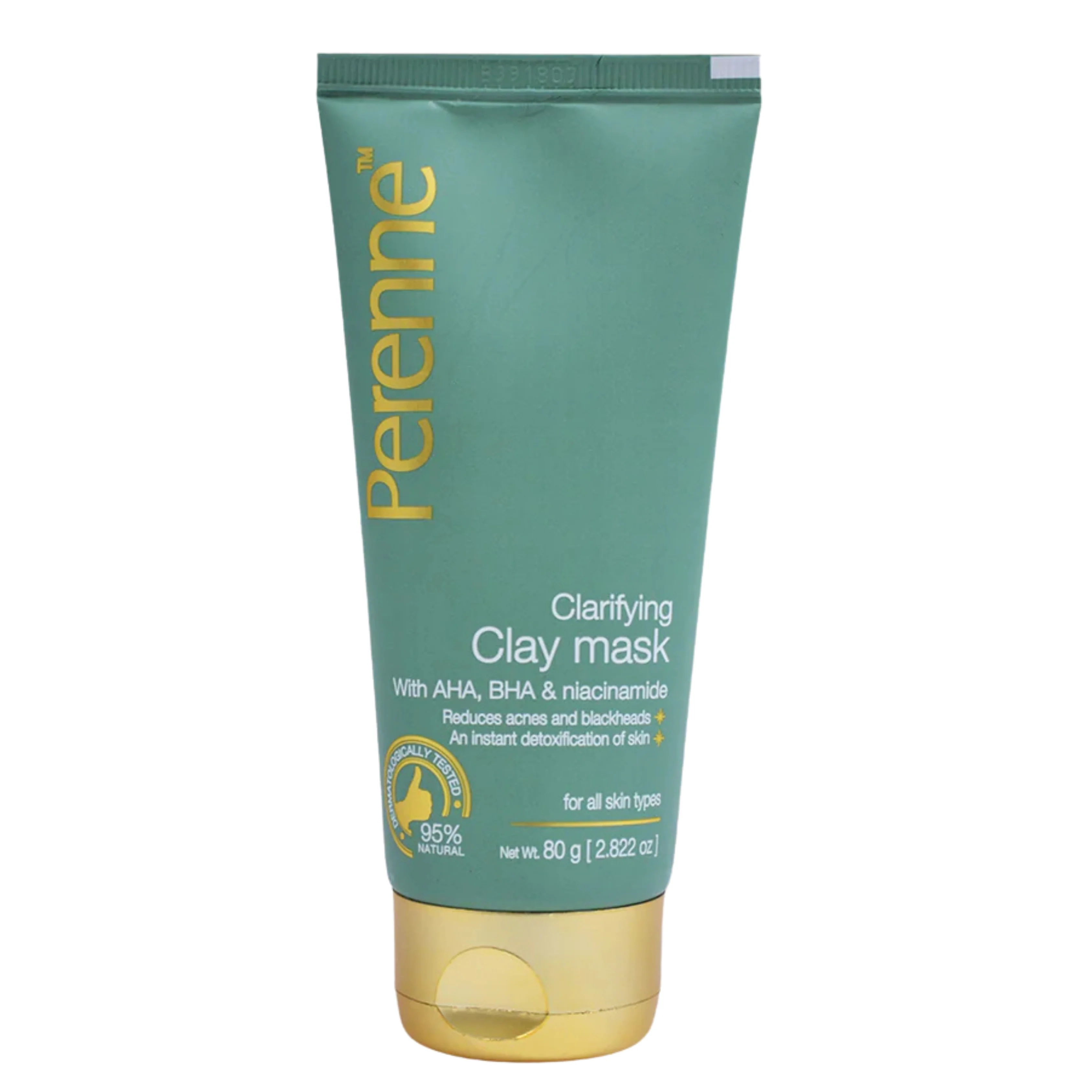 Perenne Clarifying Clay Mask | Detoxifies, Controls Sebum & Reduces Acne | AHA, BHA, Niacinamide & Tea Tree Oil | For Clear, Healthy & Glowing Skin (80g) - Image 9