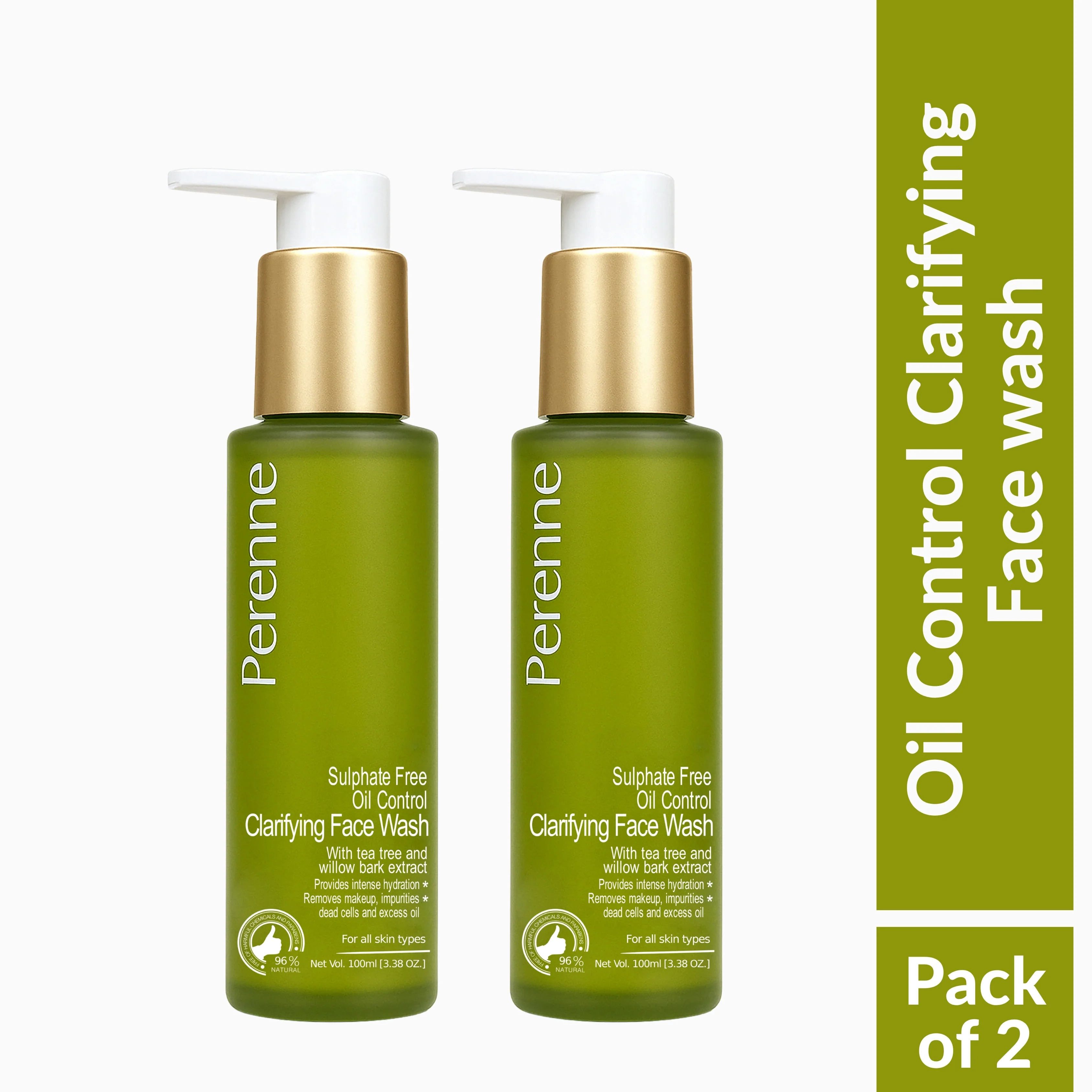 Perenne Oil Control Clarifying Face wash | Anti-Acne & Deep Pore Cleansing |Tea Tree & Willow Bark Extract | Glycolic Acid | Sulphate-Free & Oil-Free | For Acne-Prone and Oily Skin (100ml) - Image 10