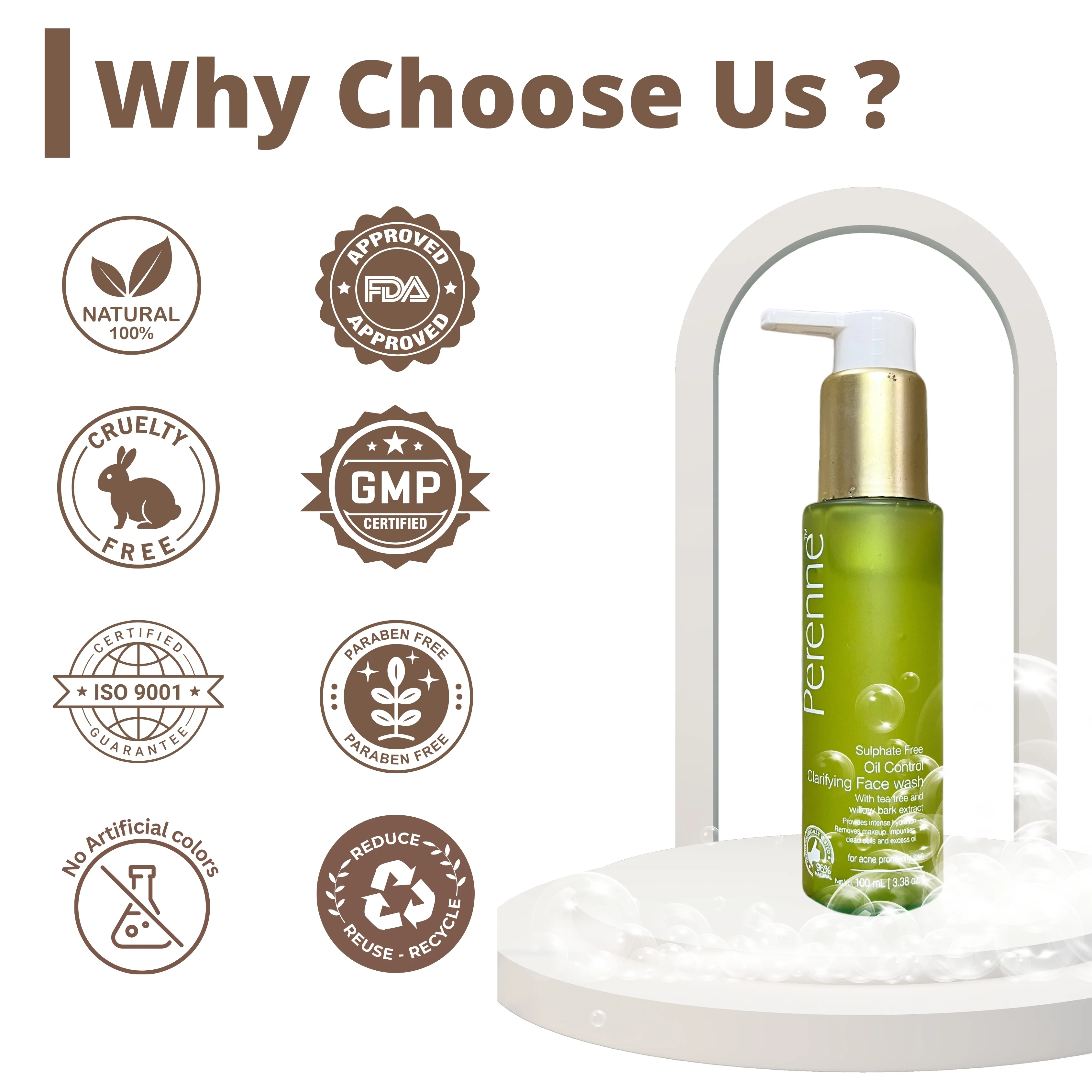 Perenne Oil Control Clarifying Face wash | Anti-Acne & Deep Pore Cleansing |Tea Tree & Willow Bark Extract | Glycolic Acid | Sulphate-Free & Oil-Free | For Acne-Prone and Oily Skin (100ml) - Image 6