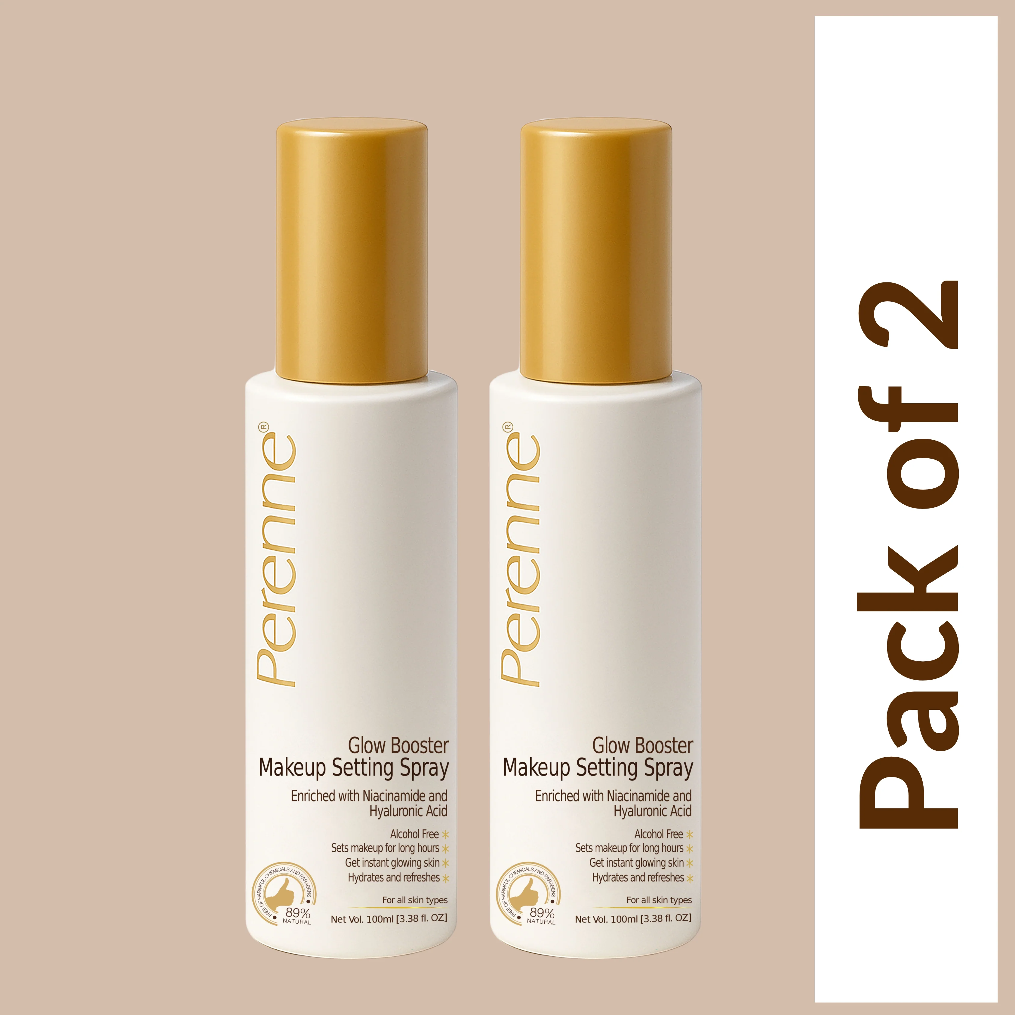 Perenne Glow Booster Makeup Setting Spray | Alcohol-Free | Enriched with Niacinamide & Hyaluronic Acid | Best Long-Lasting Makeup Fixer & Dewy Finish (100ml) - Image 10