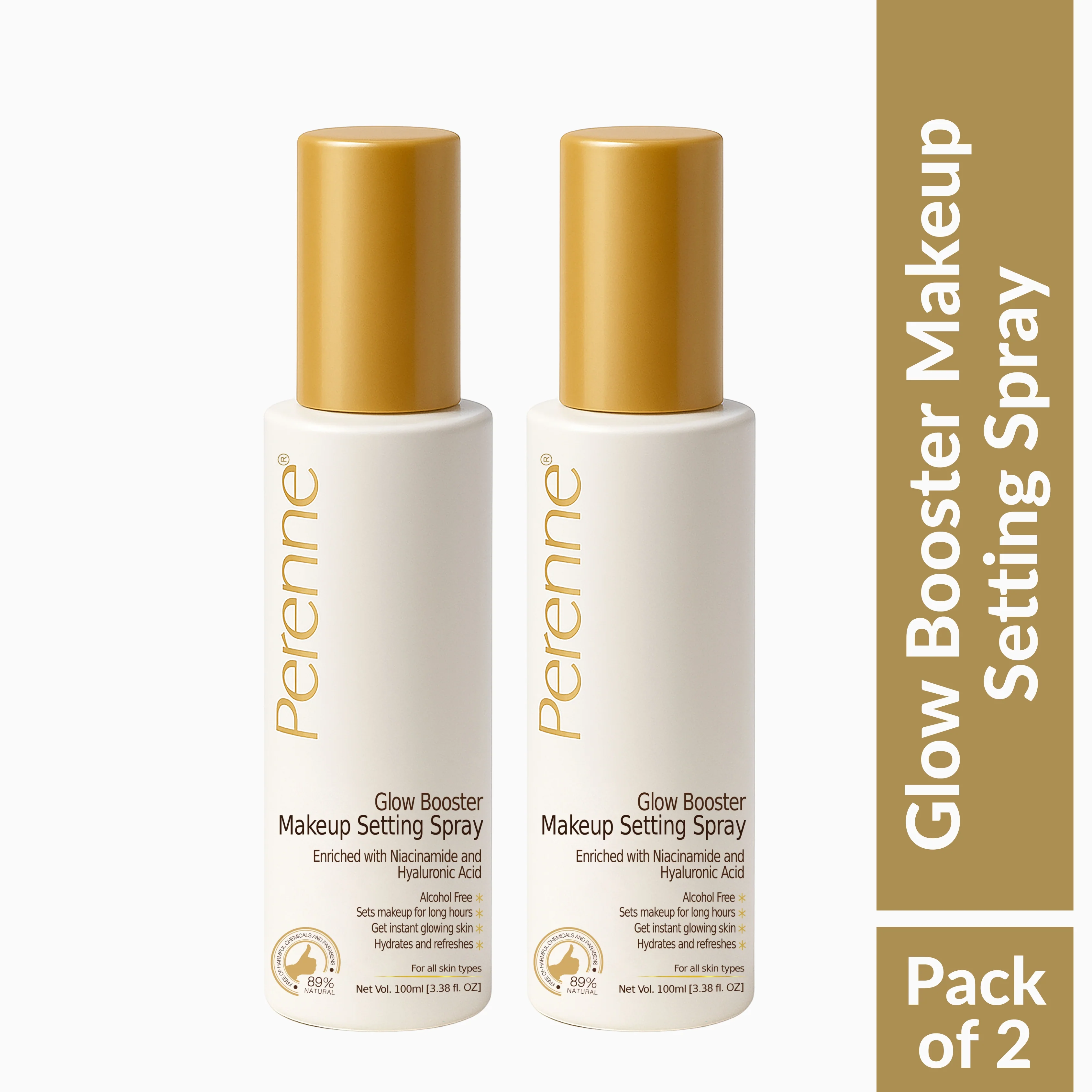 Perenne Glow Booster Makeup Setting Spray | Alcohol-Free | Enriched with Niacinamide & Hyaluronic Acid | Best Long-Lasting Makeup Fixer & Dewy Finish (100ml) - Image 12