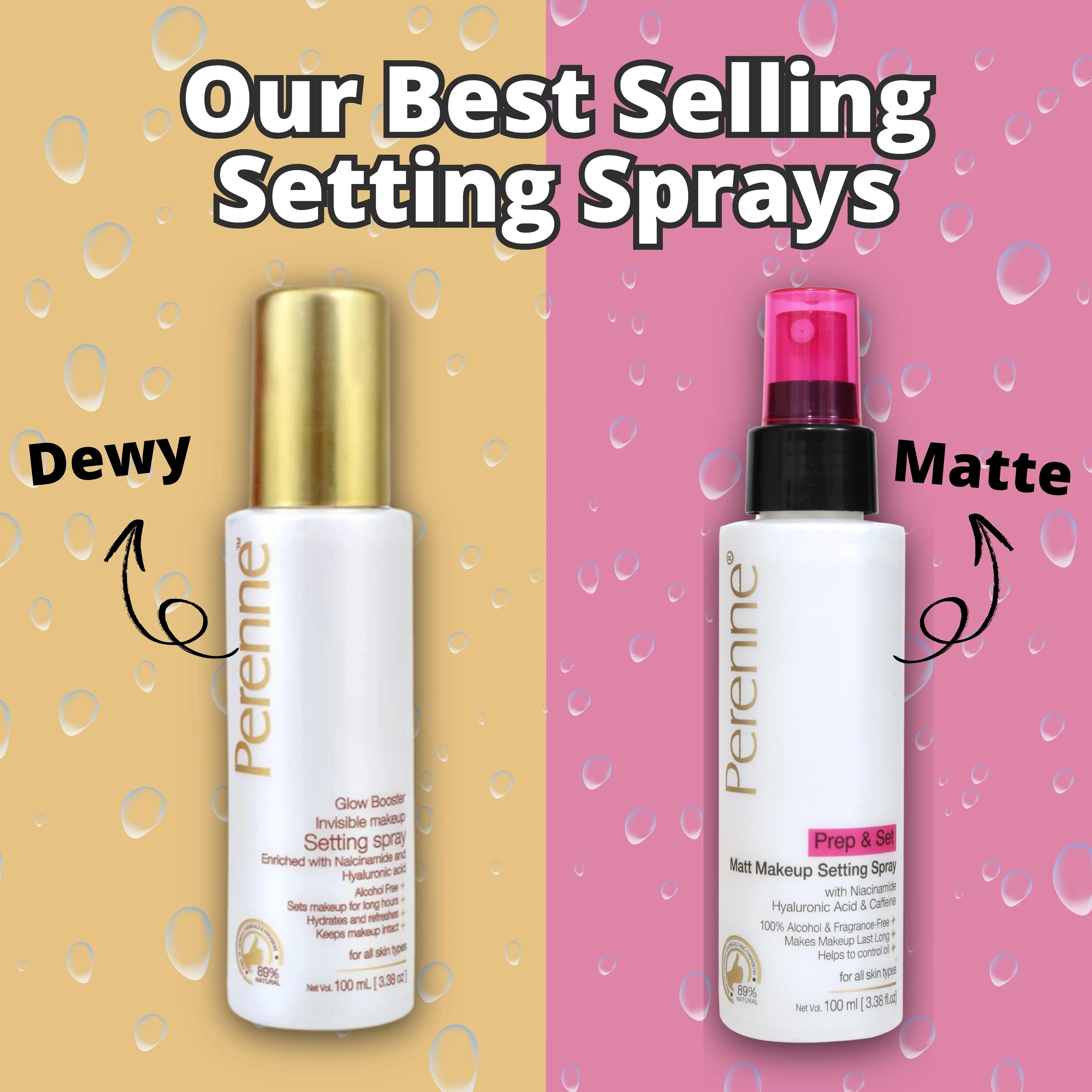 Perenne Glow Booster Makeup Setting Spray | Alcohol-Free | Enriched with Niacinamide & Hyaluronic Acid | Best Long-Lasting Makeup Fixer & Dewy Finish (100ml) - Image 8