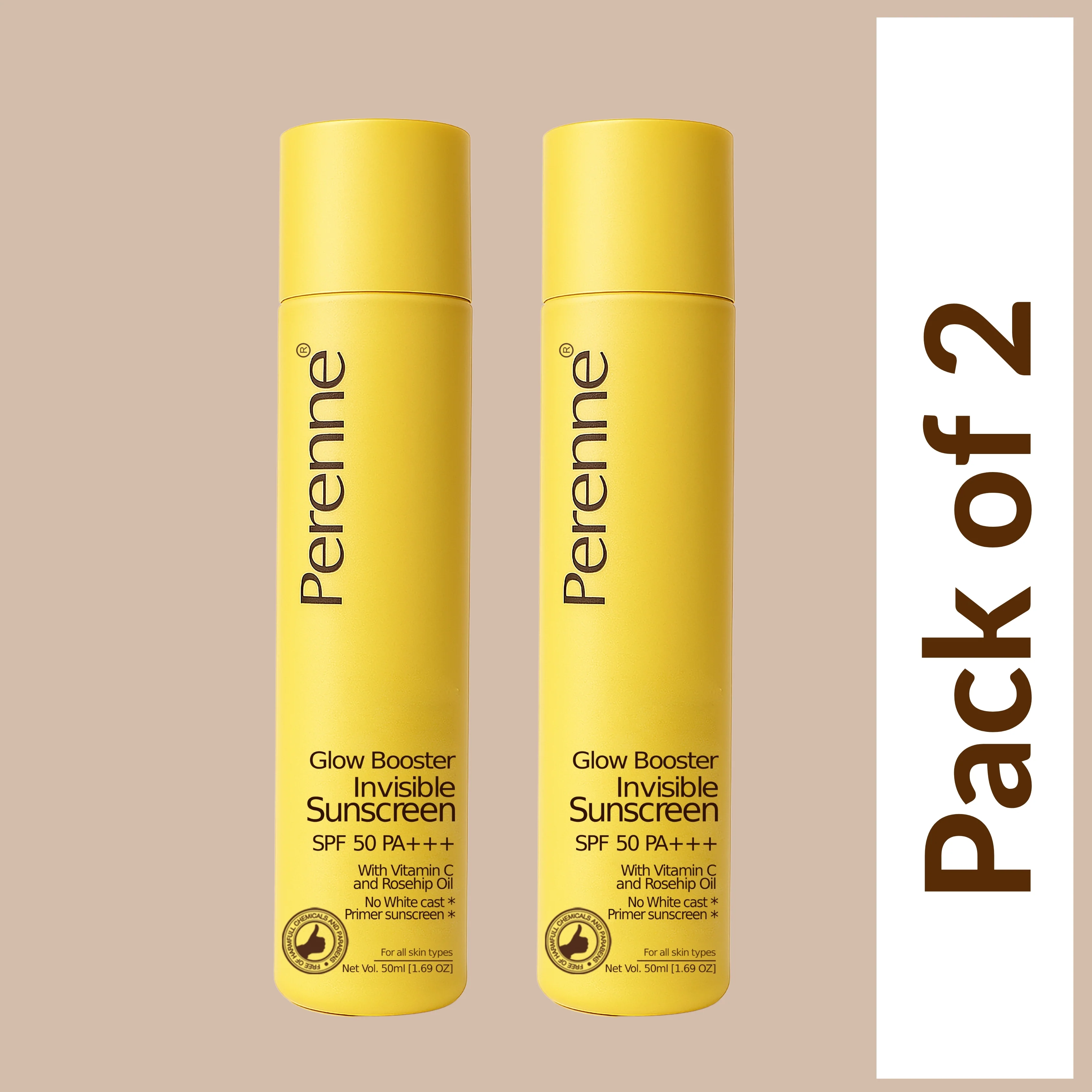 Perenne Glow Booster Invisible Sunscreen SPF 50 PA+++ | No White Cast | UVA & UVB Protection | Vitamin C & Rosehip Oil | Lightweight & Non-Greasy | Primer Sunscreen | For Men & Women (50ml) - Image 10