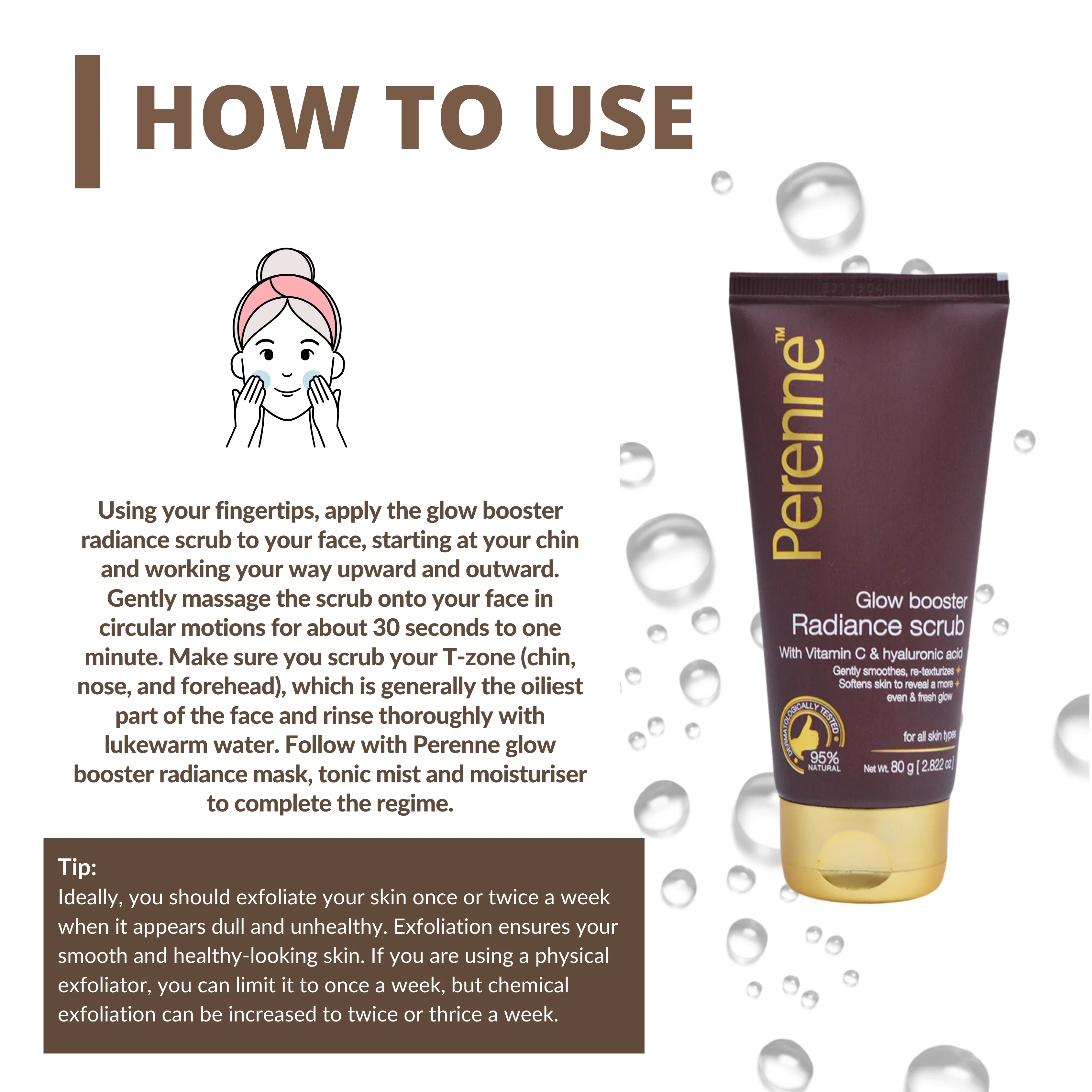 Glow Booster Radiance Scrub with Vitamin C & Hyaluronic Acid | Clean, Clear & Glowing Skin | Gently Smoothes, Re-Texturizes & Softens Skin | Men & Women | For All Skin Types (80g) - Image 5