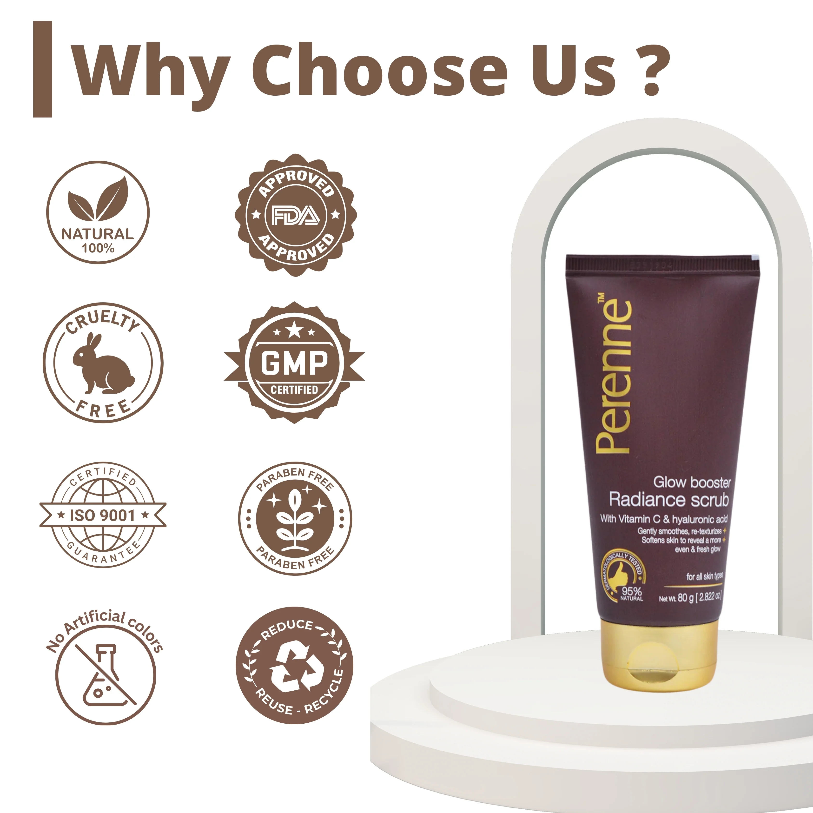 Glow Booster Radiance Scrub with Vitamin C & Hyaluronic Acid | Clean, Clear & Glowing Skin | Gently Smoothes, Re-Texturizes & Softens Skin | Men & Women | For All Skin Types (80g) - Image 6