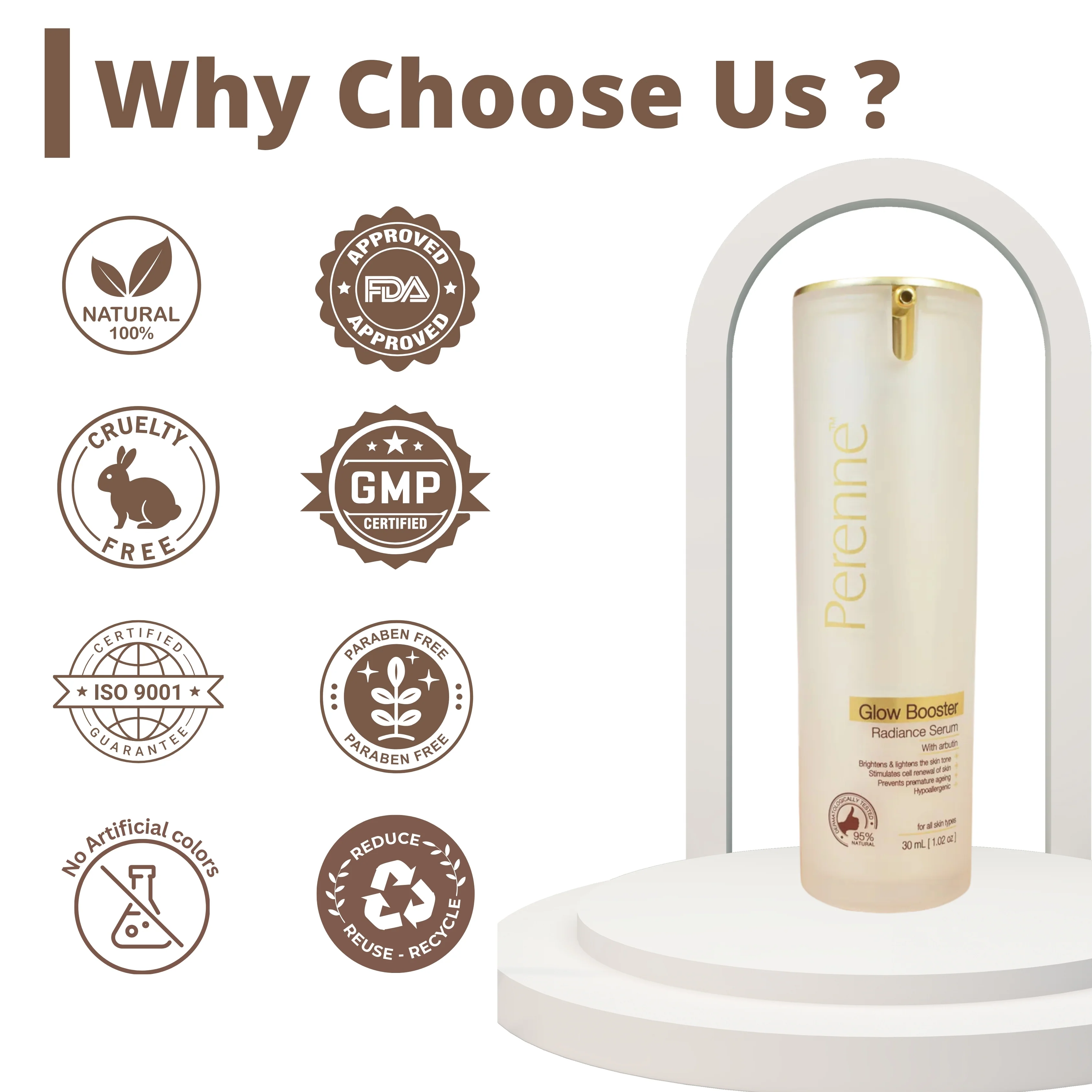 Perenne Glow Booster Radiance Serum | Brightening & Hydrating | Reduces Pigmentation & Dark Spots | With Arbutin & Hyaluronic Acid (30ml) - Image 6