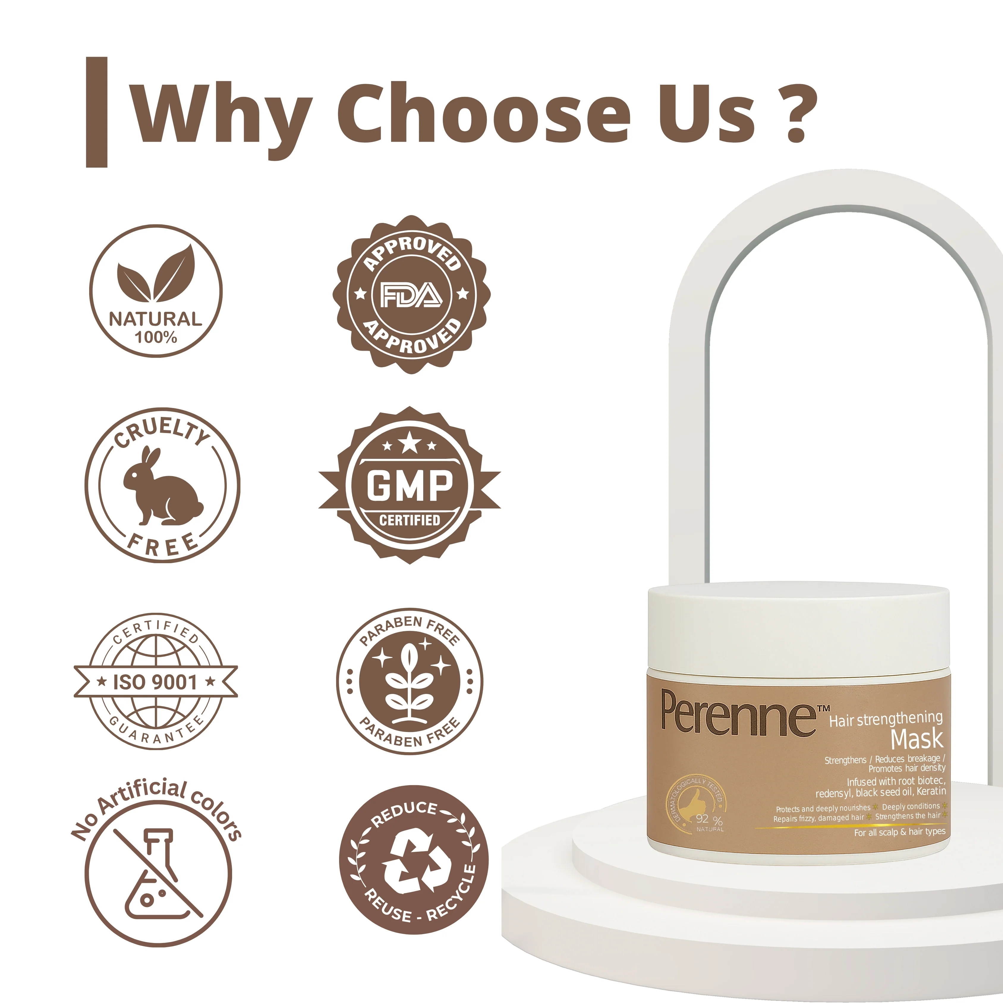 Perenne Hair Strengthening Mask | Anti-Hair Fall & Damage Repair | Deep Conditioning & Nourishment | Sulphate & Paraben-Free | With RootBioTec, Redensyl, Black Seed Oil & Keratin | For Men & Women | All Hair Types - Image 6
