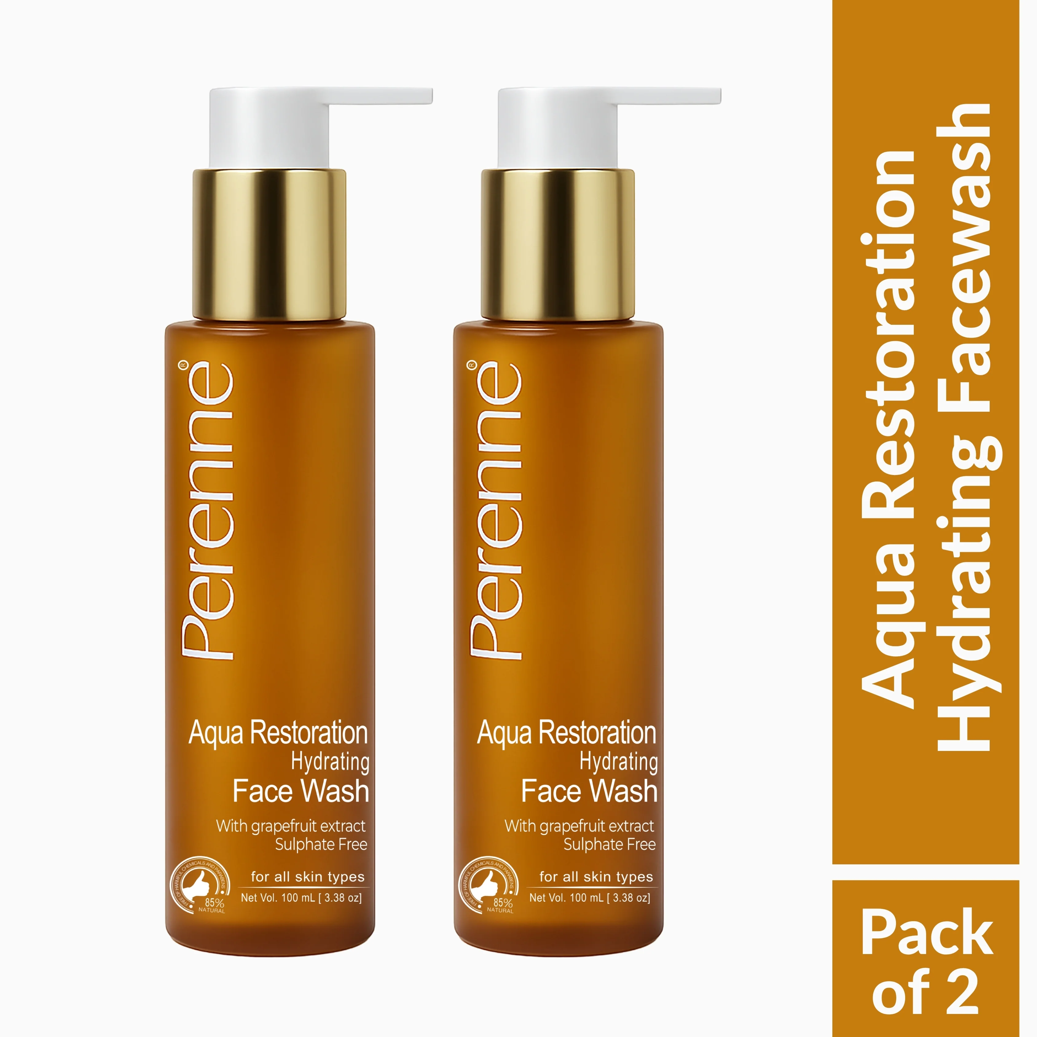 Perenne Aqua Restoration Hydrating Facewash | Deep Cleansing & Hydration | Glycerine, Grapefruit Water & Vitamin C | For All Skin Types | Paraben & Sulphate Free (100ml) - Image 10
