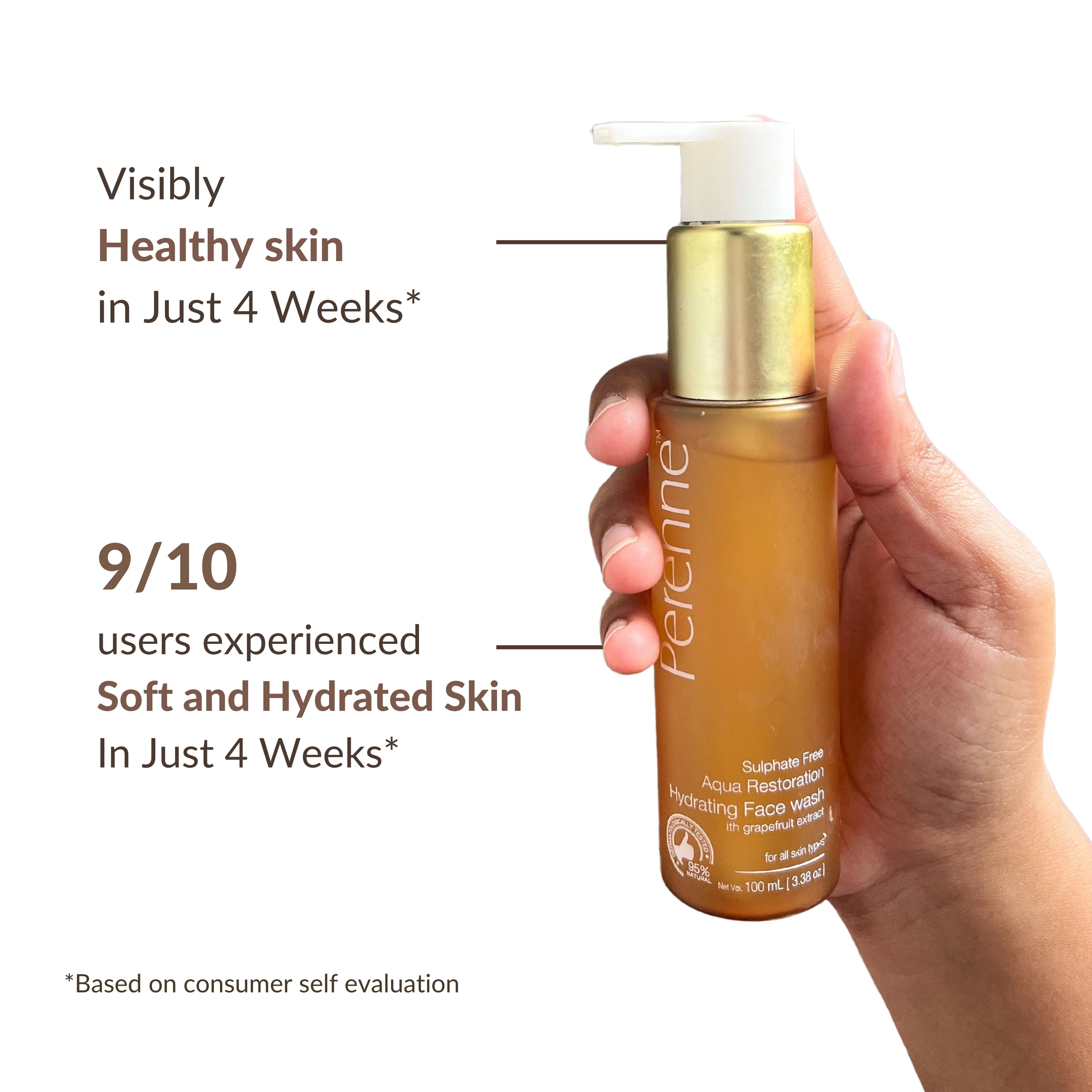 Perenne Aqua Restoration Hydrating Facewash | Deep Cleansing & Hydration | Glycerine, Grapefruit Water & Vitamin C | For All Skin Types | Paraben & Sulphate Free (100ml) - Image 4