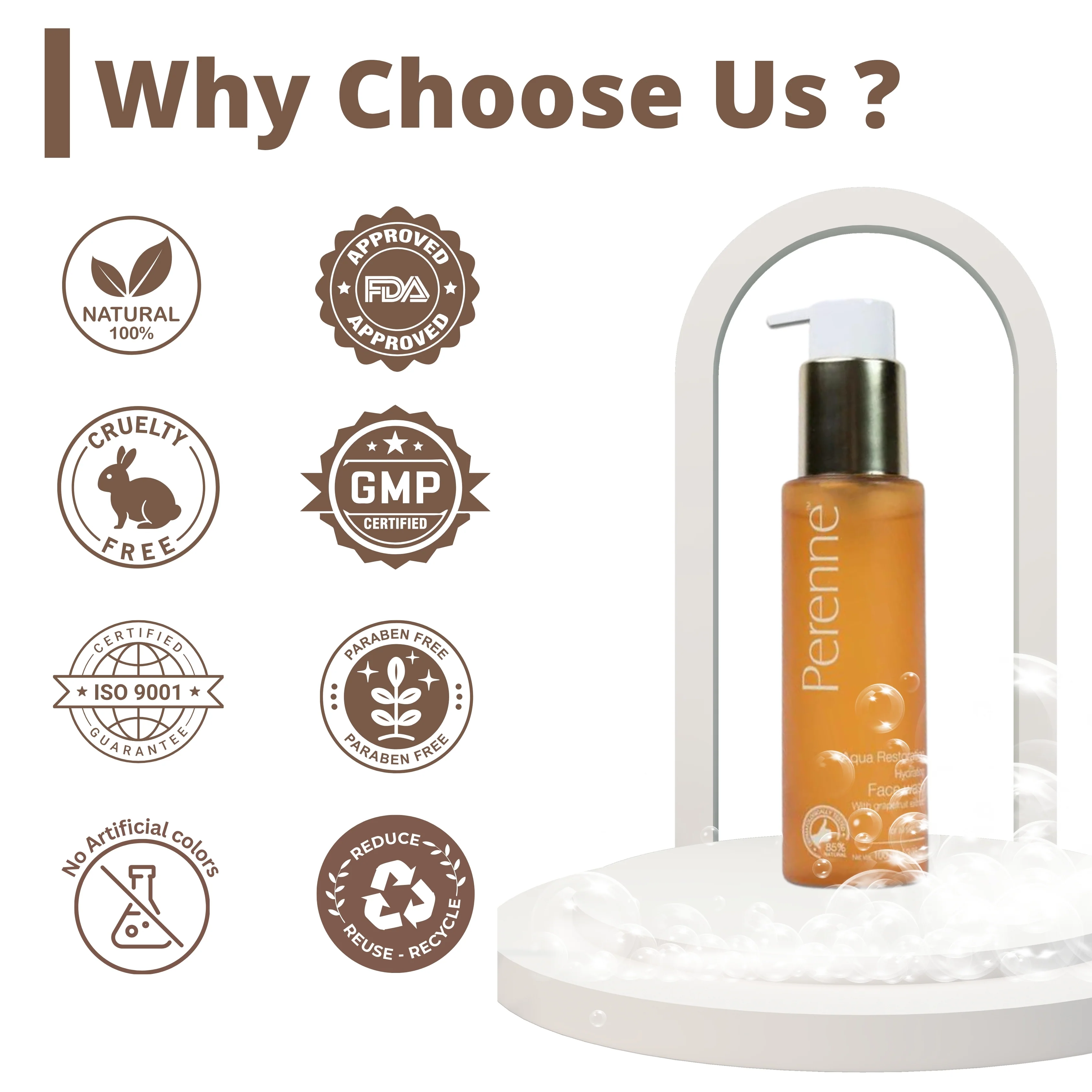 Perenne Aqua Restoration Hydrating Facewash | Deep Cleansing & Hydration | Glycerine, Grapefruit Water & Vitamin C | For All Skin Types | Paraben & Sulphate Free (100ml) - Image 5