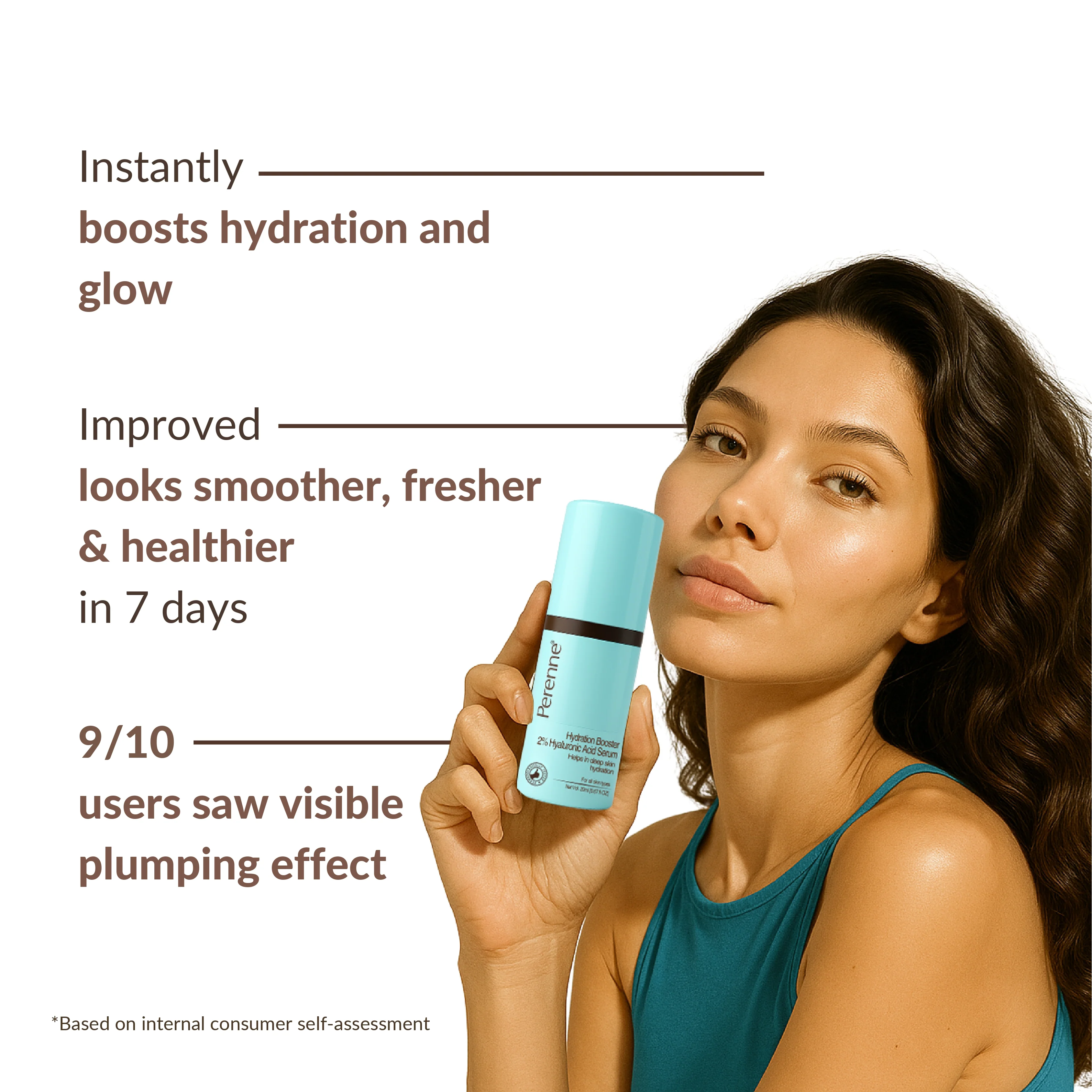 Perenne Hydration Booster 2% Hyaluronic Acid Serum With Swiss Glacier Water + Pentavitin® | Intense Hydration + Skin Plumping |Lightweight & Fast-Absorbing| 92% Natural | Dermatologically Tested | For All Skin Types 20 ml - Image 5