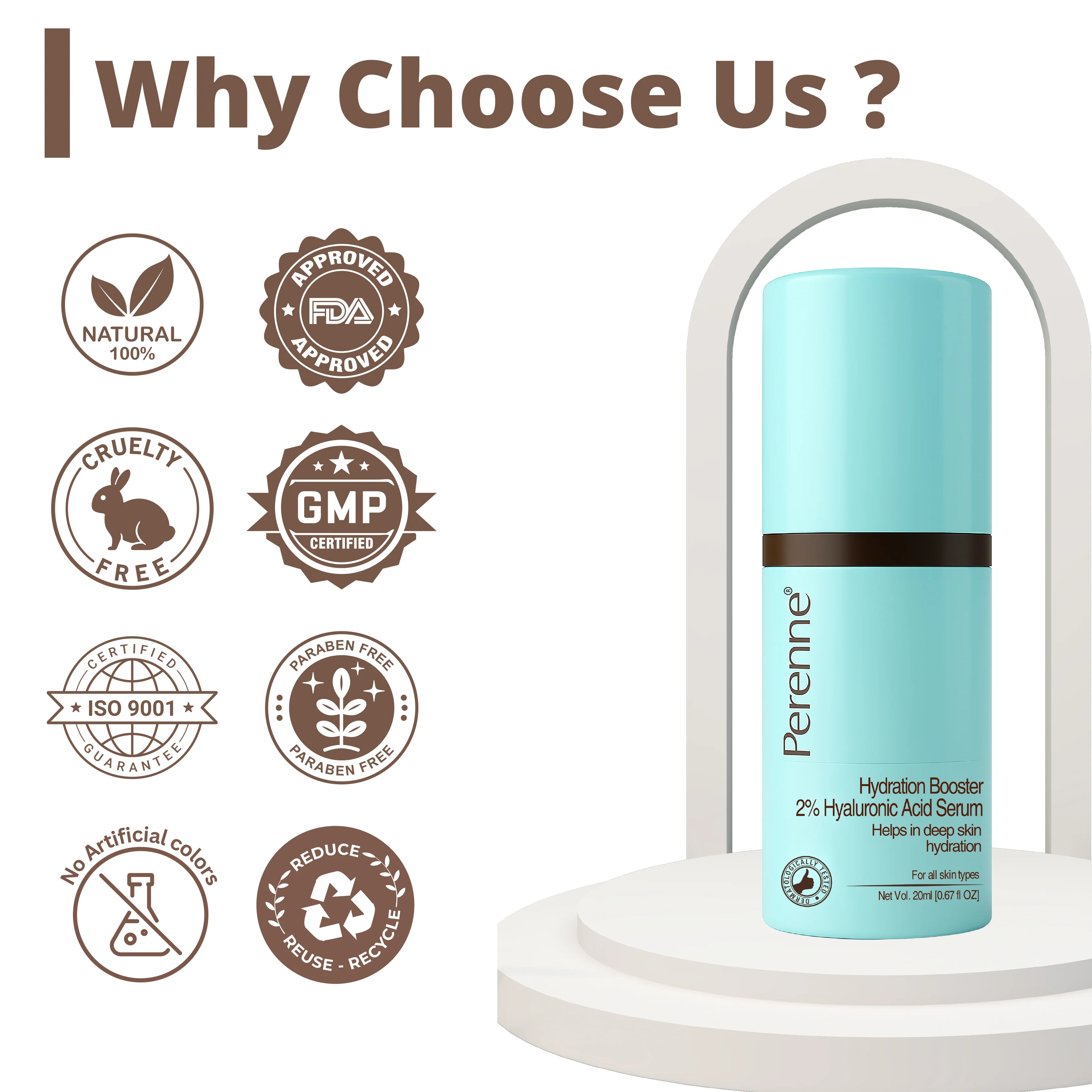 Perenne Hydration Booster 2% Hyaluronic Acid Serum With Swiss Glacier Water + Pentavitin® | Intense Hydration + Skin Plumping |Lightweight & Fast-Absorbing| 92% Natural | Dermatologically Tested | For All Skin Types 20 ml - Image 7