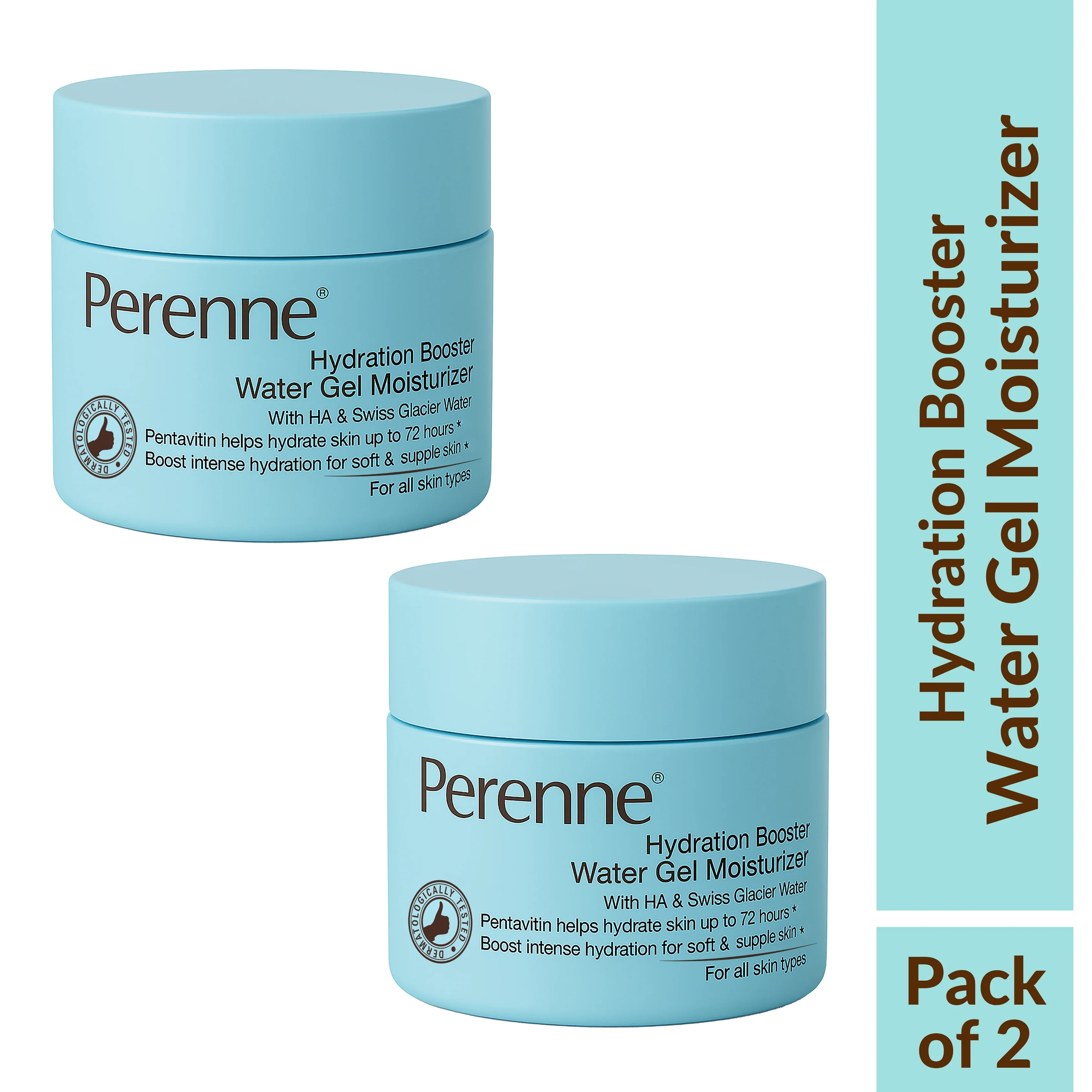 Perenne Hydration Booster Water Gel Moisturizer with Hyaluronic Acid, Pentavitin & Swiss Glacier Water | 72-Hour Moisture Lock | Lightweight, Non-Greasy Formula | For All Skin Types | Dermatologically Tested | 50g - Image 10