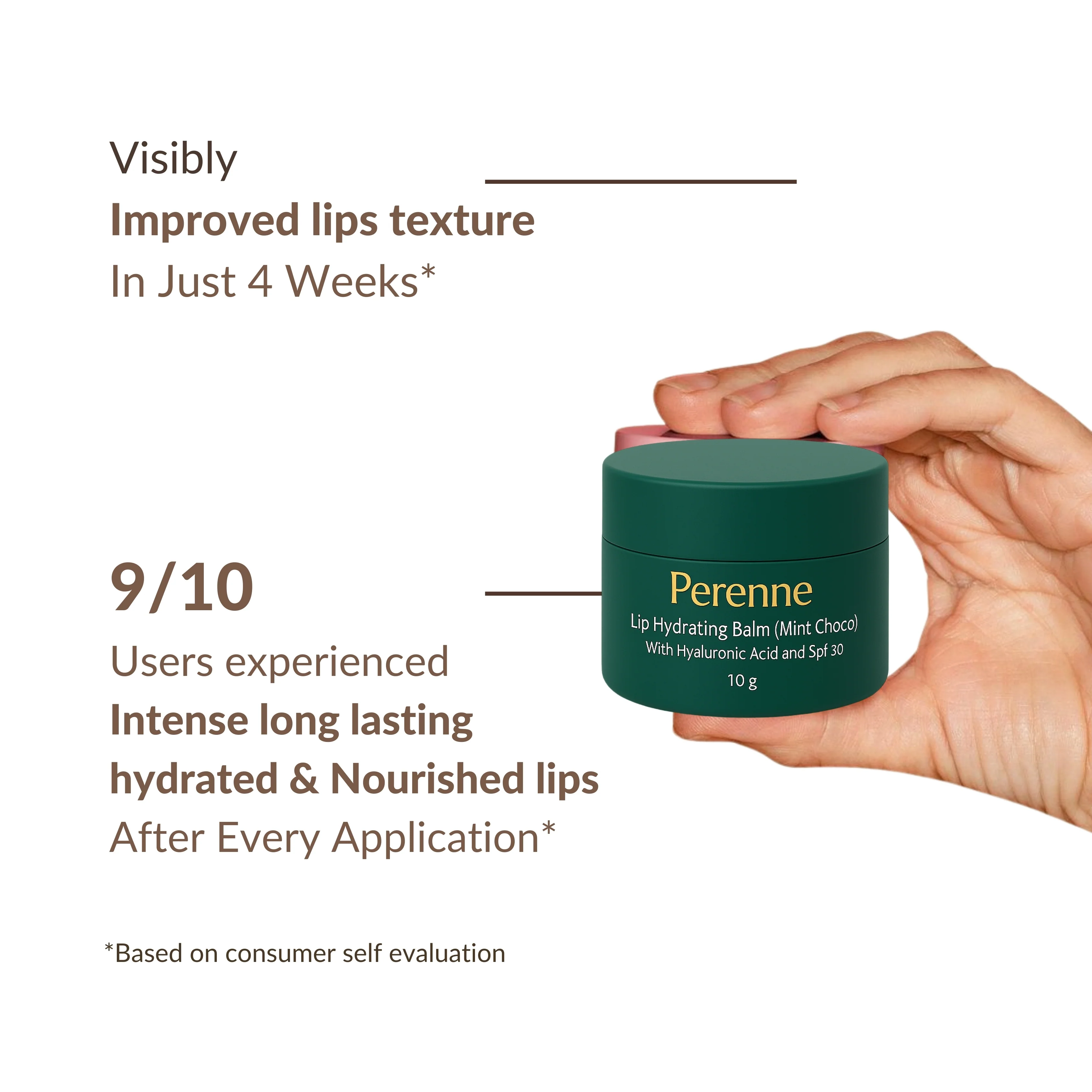 Perenne Lip Hydrating Balm (Mint Choco) | For Dry, Chapped, & Cracked Lips Deep Hydration & SPF 30 Protection | Hyaluronic Acid, Vitamin C & Rosehip Oil (10gm) - Image 5