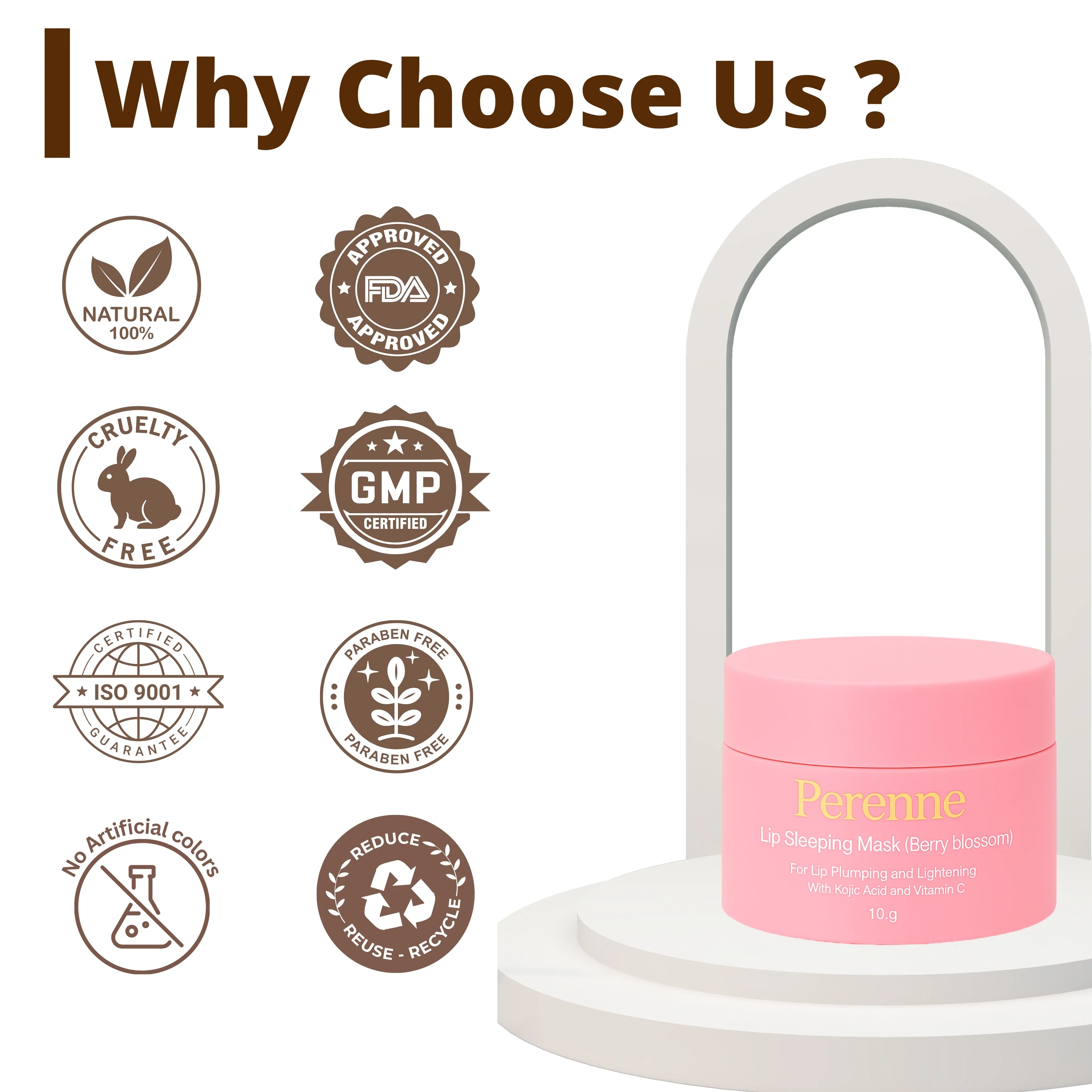 Perenne Lip Sleeping Mask (Berry Blossom) | For Dry, Chapped Lips | Plumps & Brightens Dark Lips | Overnight Hydration & Repair | Kojic Acid & Vitamin C | (10 gm) - Image 6