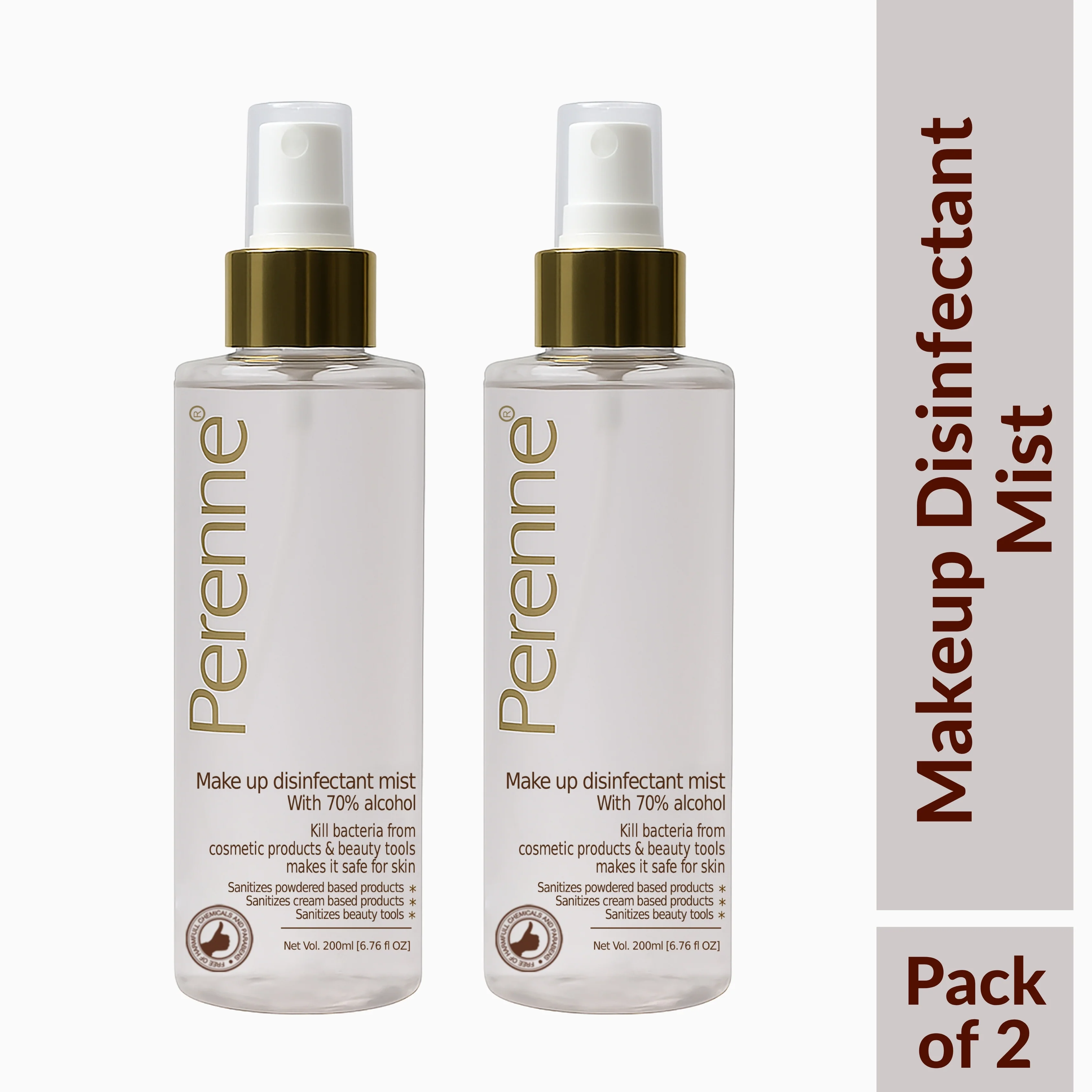 Perenne Makeup Disinfectant Mist | 70% Alcohol | Quick-Drying | Antibacterial | Makeup & Beauty Tools Sanitizer - Image 10