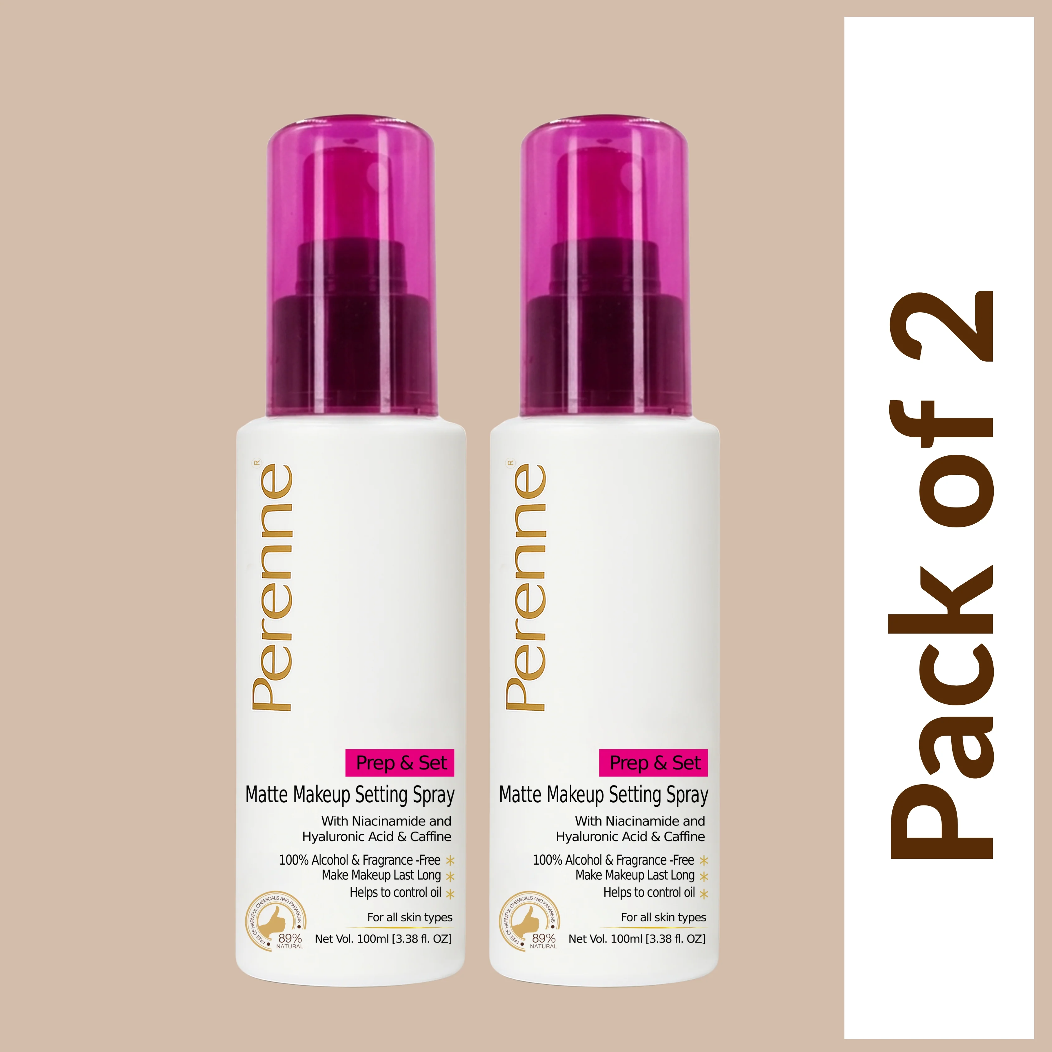 Perenne Prep & Set Matte Makeup Setting Spray with Niacinamide, Hyaluronic Acid & Caffeine |Matte Finished| Helps to control oil | For Long Lasting makeup up to 24 hrs* |100% Alcohol-Free & Fragrance-Free (100ml) - Image 11