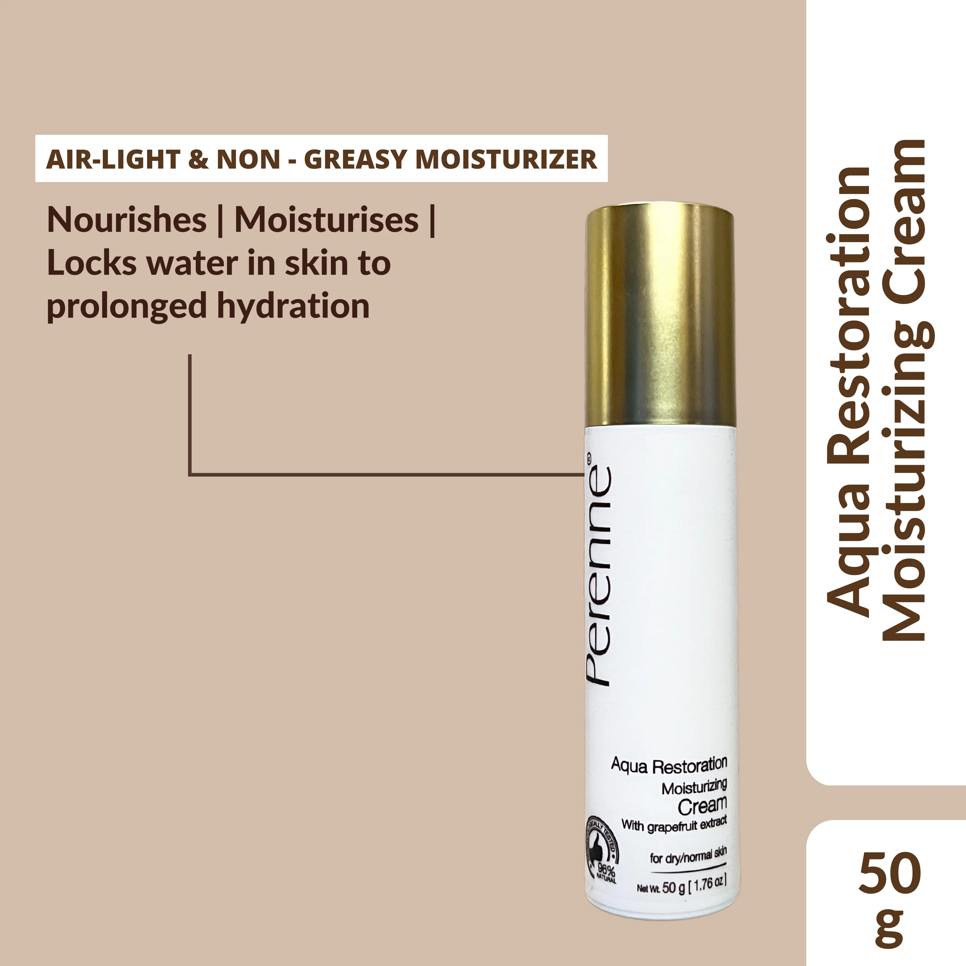 Perenne Aqua Restoration Moisturizing Cream | Hydrates & Nourishes | Lightweight & Non-Greasy | Glycerin & Grapefruit Water | Dermatologically Tested | For All Skin Types (50ml) - Image 9