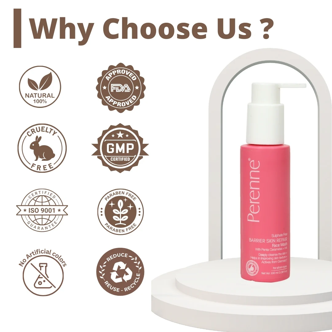 Perenne Sulphate Free Barrier Skin Repair Face Wash With 5 Essential Ceramides & Hyaluronic Acid | Improves skin texture | Repairs and strengthens the skin barrier | Dermatologically tested | Gentle for All Skin Types - Image 7