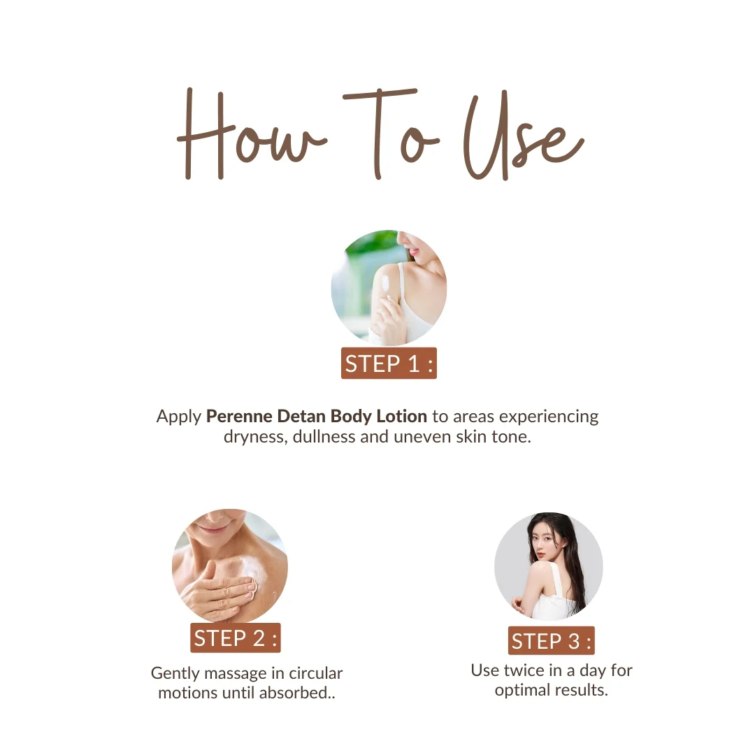 Perenne Glow Booster Detan Body Lotion | 5% AHA, Niacinamide & SPF 30 | Deep Hydration & Nourishment | Reduces Tan & Evens Skin Tone | Paraben & Sulphate Free (250ml) - Image 4