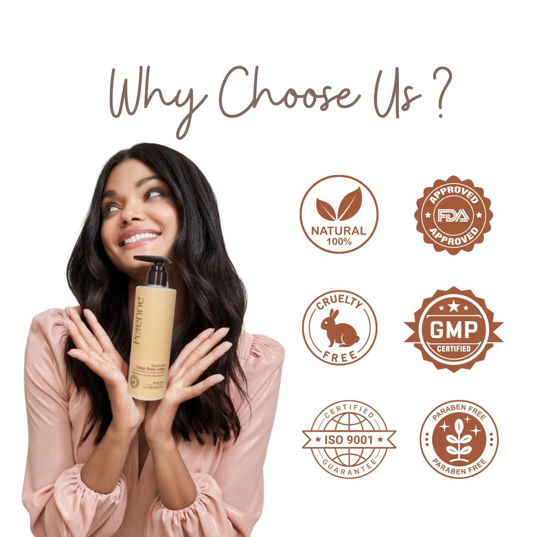 Perenne Glow Booster Detan Body Lotion | 5% AHA, Niacinamide & SPF 30 | Deep Hydration & Nourishment | Reduces Tan & Evens Skin Tone | Paraben & Sulphate Free (250ml) - Image 5