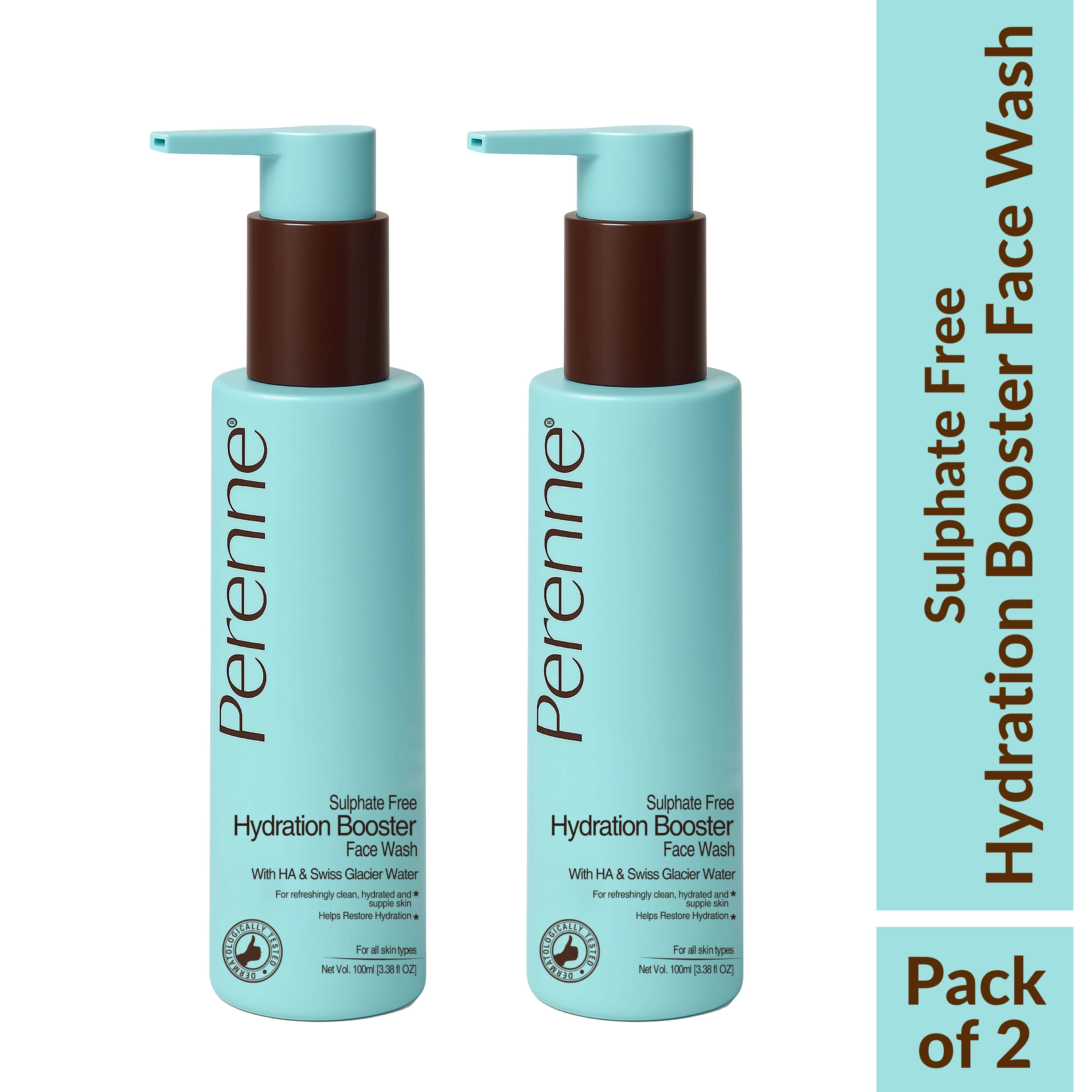 Perenne Sulphate-Free Hydration Booster Face Wash with Hyaluronic Acid & Swiss Glacier Water | Gentle Cleanser for Hydrated & Glowing Skin | For All Skin Types | 100ml - Image 10