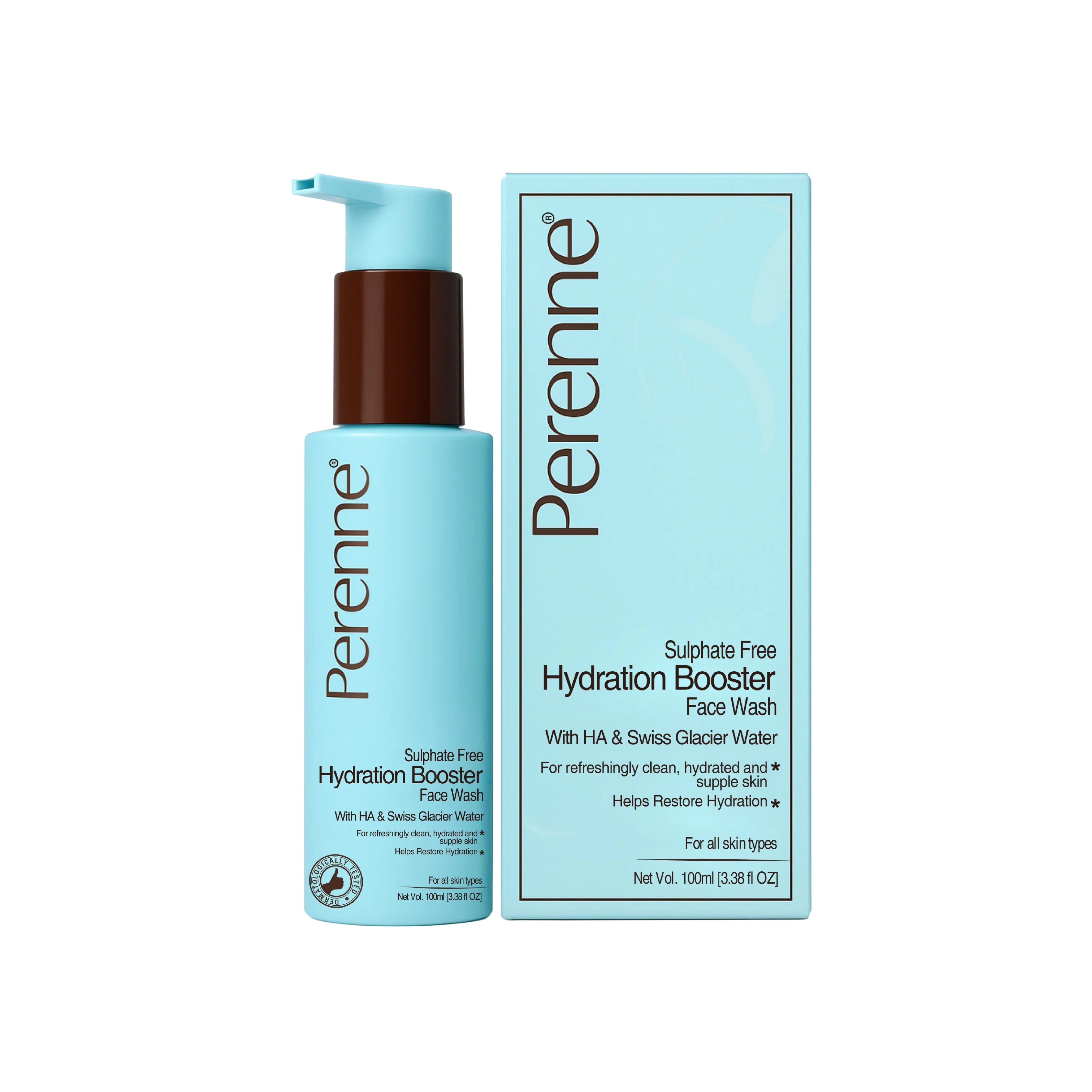 Perenne Sulphate-Free Hydration Booster Face Wash with Hyaluronic Acid & Swiss Glacier Water | Gentle Cleanser for Hydrated & Glowing Skin | For All Skin Types | 100ml - Image 9