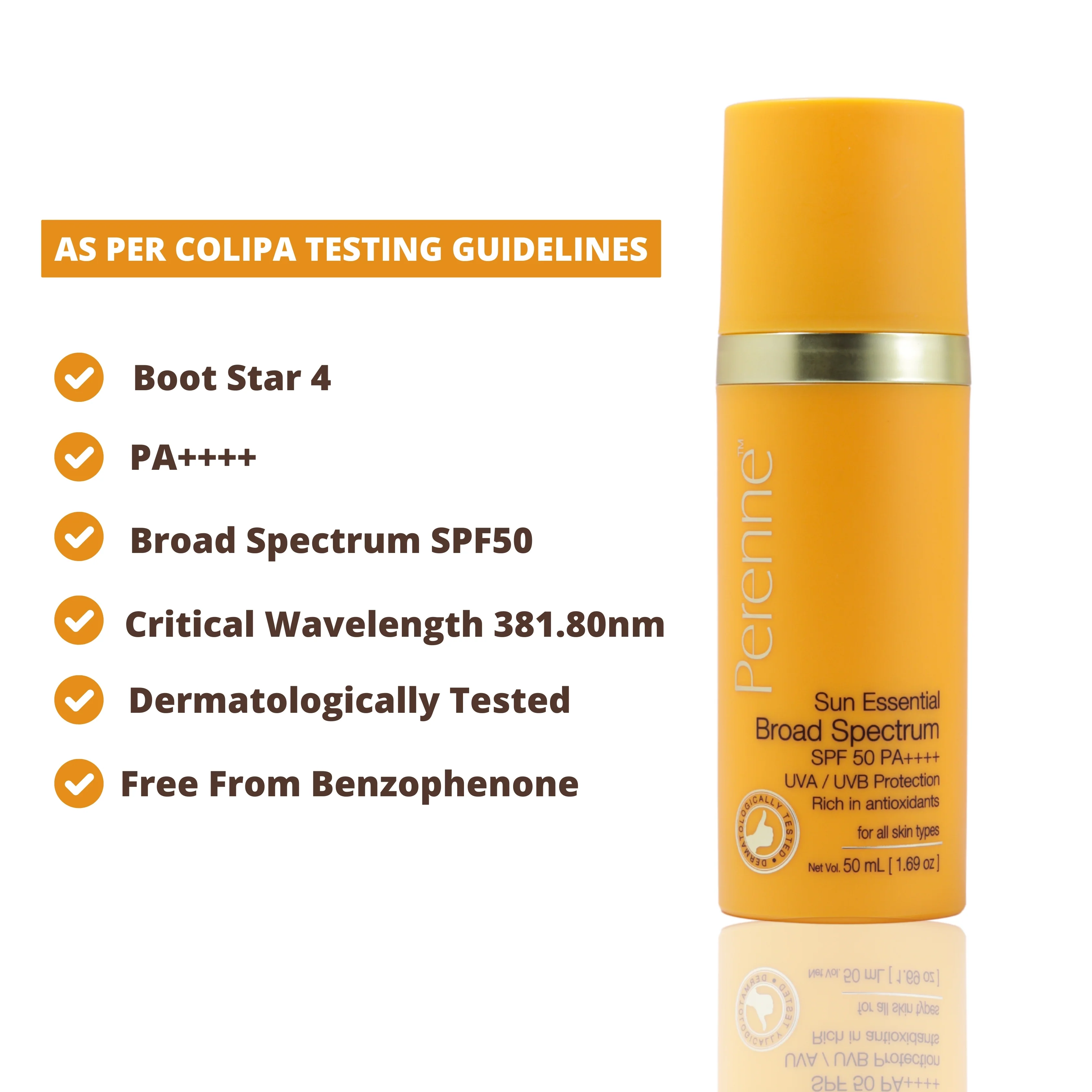 Perenne Sun Essential Broad Spectrum SPF 50 PA++++ Sunscreen Gel Cream | Lightweight | Non-Greasy | No White Cast | UVA & UVB Protection | For All Skin Types | Men & women (50ml) - Image 6
